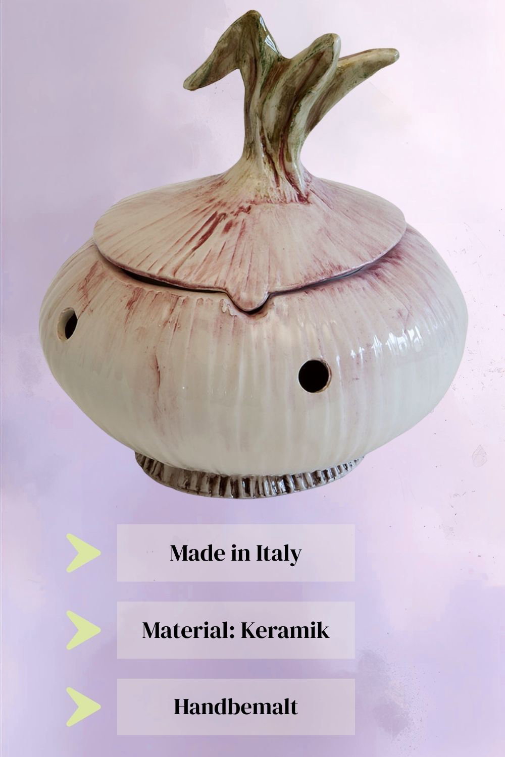 Zwiebeltopf in Zwiebelform CIPOLLA H. 22cm handbemalte Keramik Virginia Casa