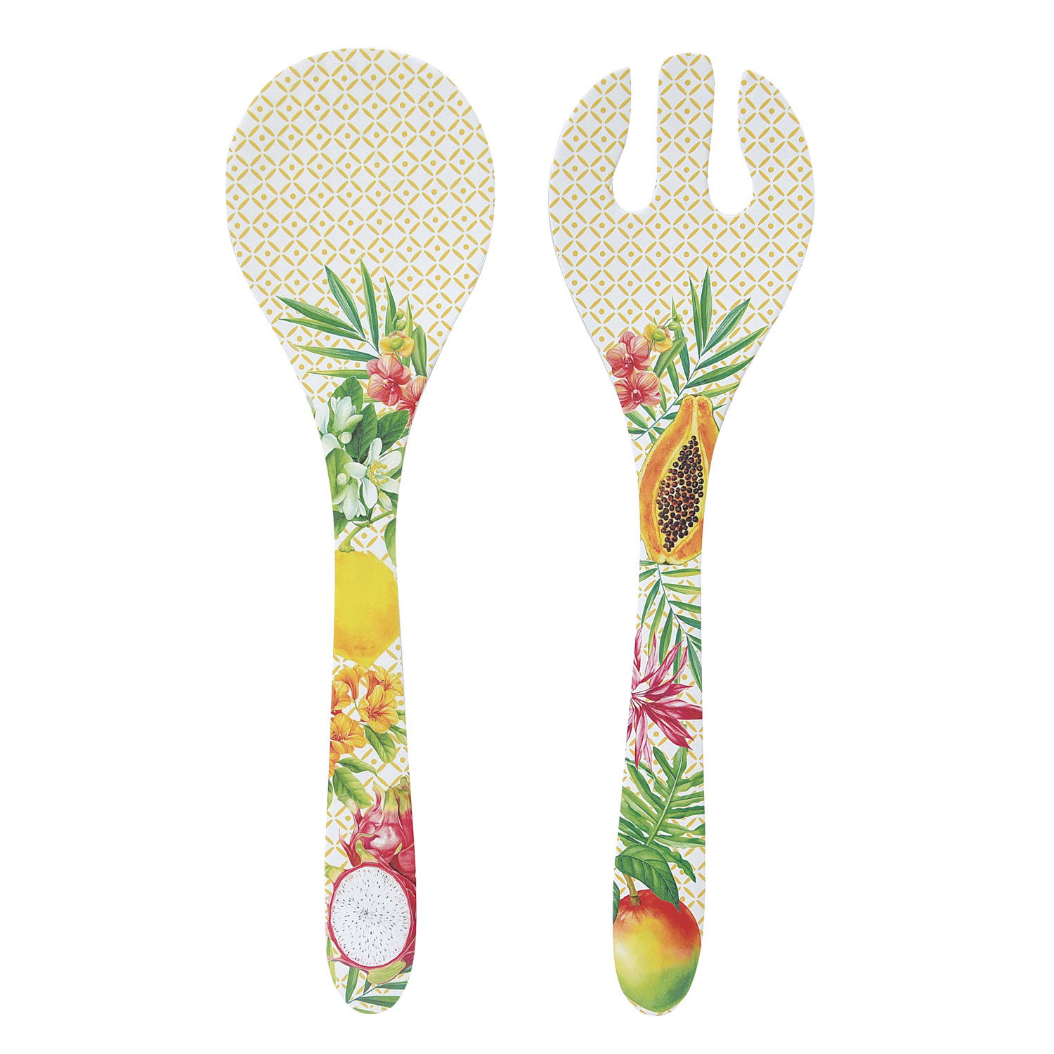 Salatbesteck Besteck PORTO RICO Früchte L. 28cm bunt aus Melamin von EASY LIFE