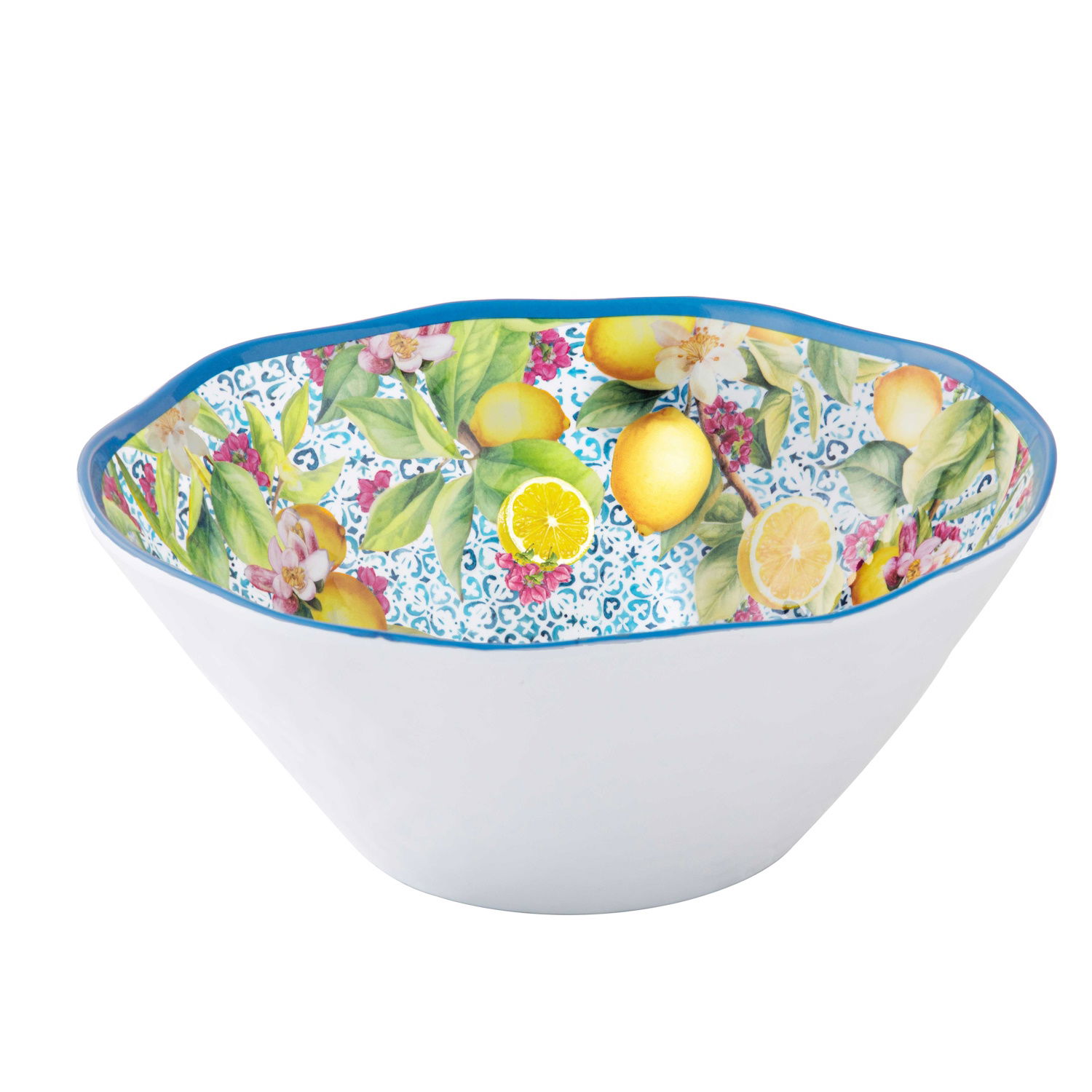 Salatschale Schüssel ISCHIA Zitronen,Durchmesser 29cm weiß blau gelb Melamin von EASY LIFE