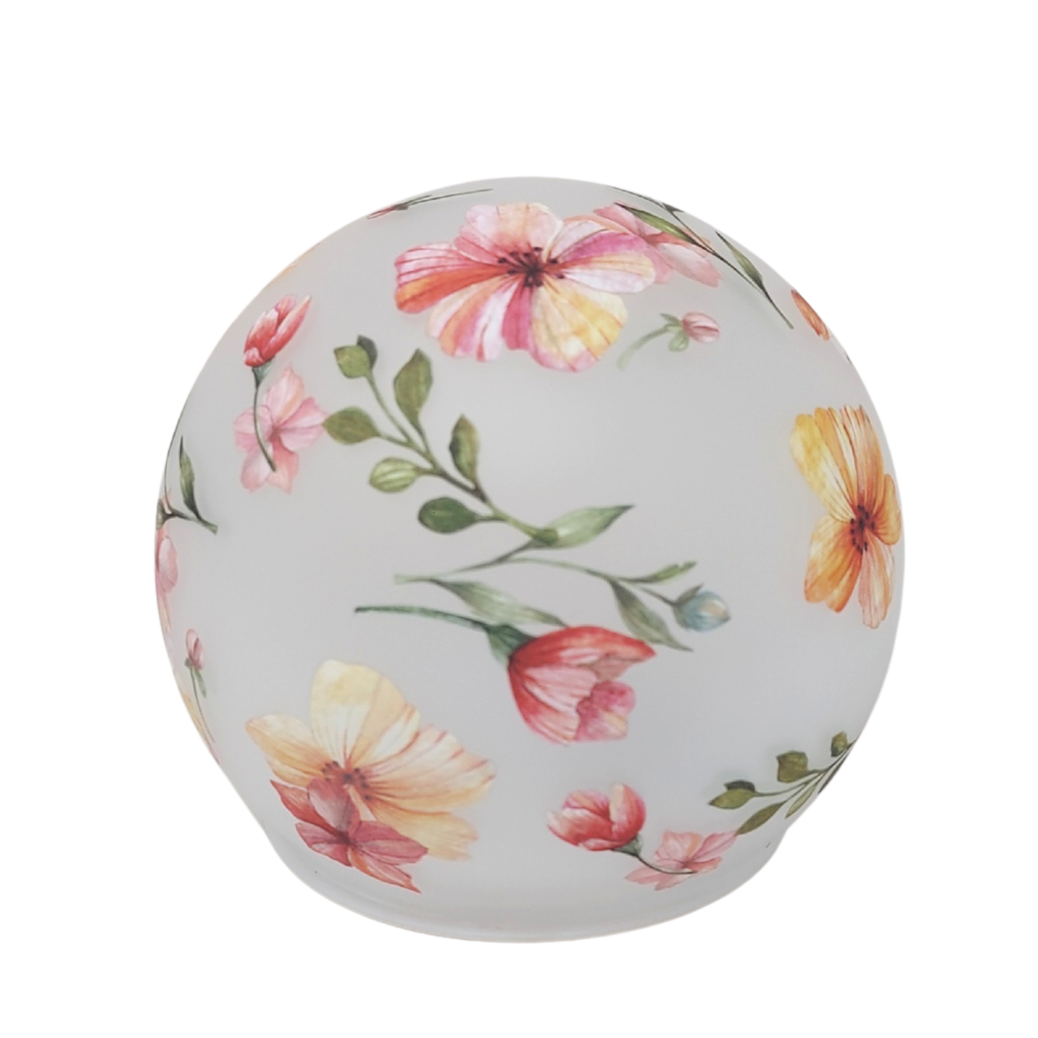 LED Kugellampe Blumenzeit D. 12cm weiß rosa Glas mit Timer Formano