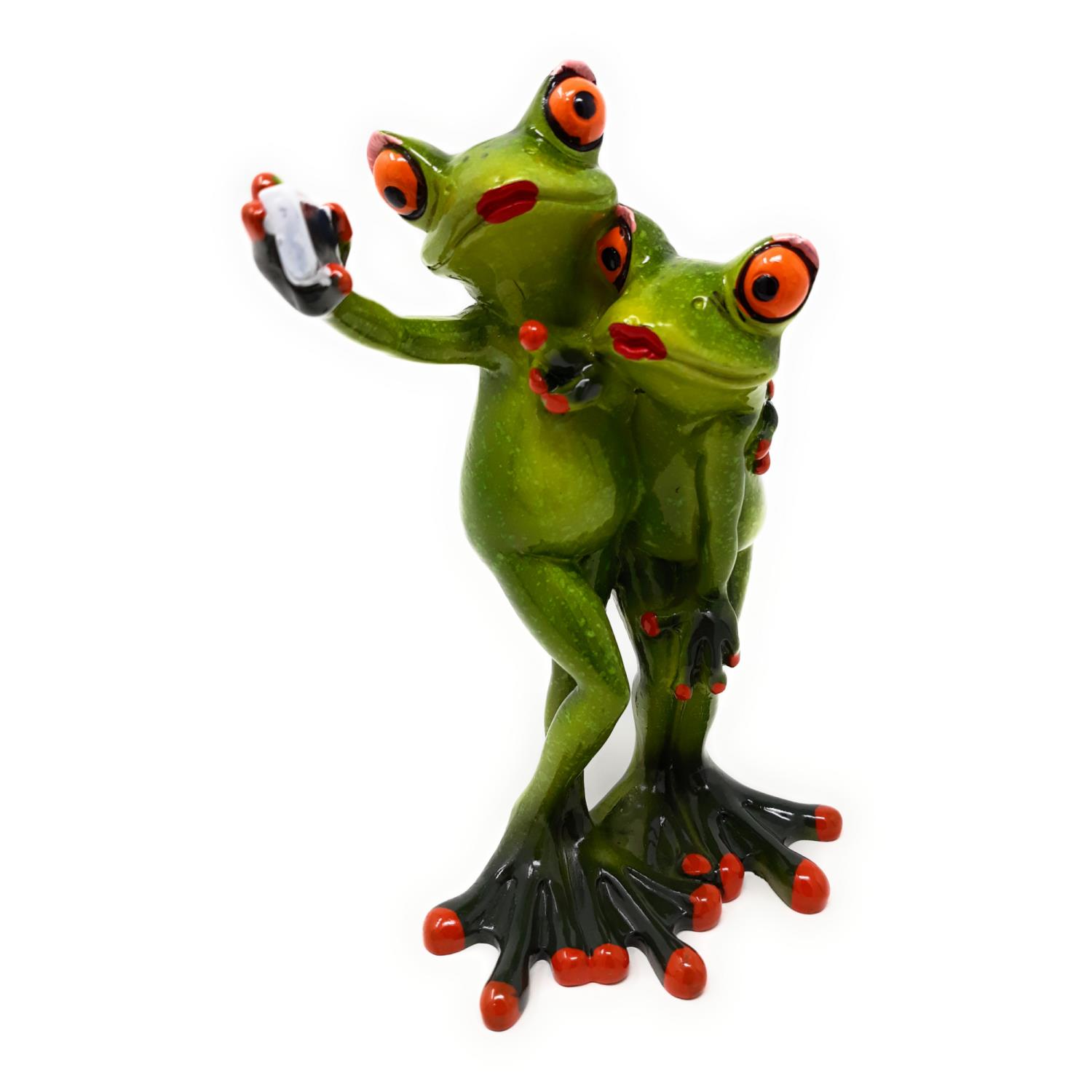 Dekofigur Froschpaar Selfie Höhe 16cm grün von FORMANO Froschhausen