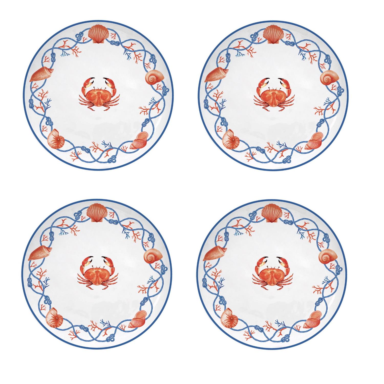 4er Set Frühstücksteller COTE DE MER Meeresküste mit Krabbe,Durchmesser 21cm von EASY LIFE
