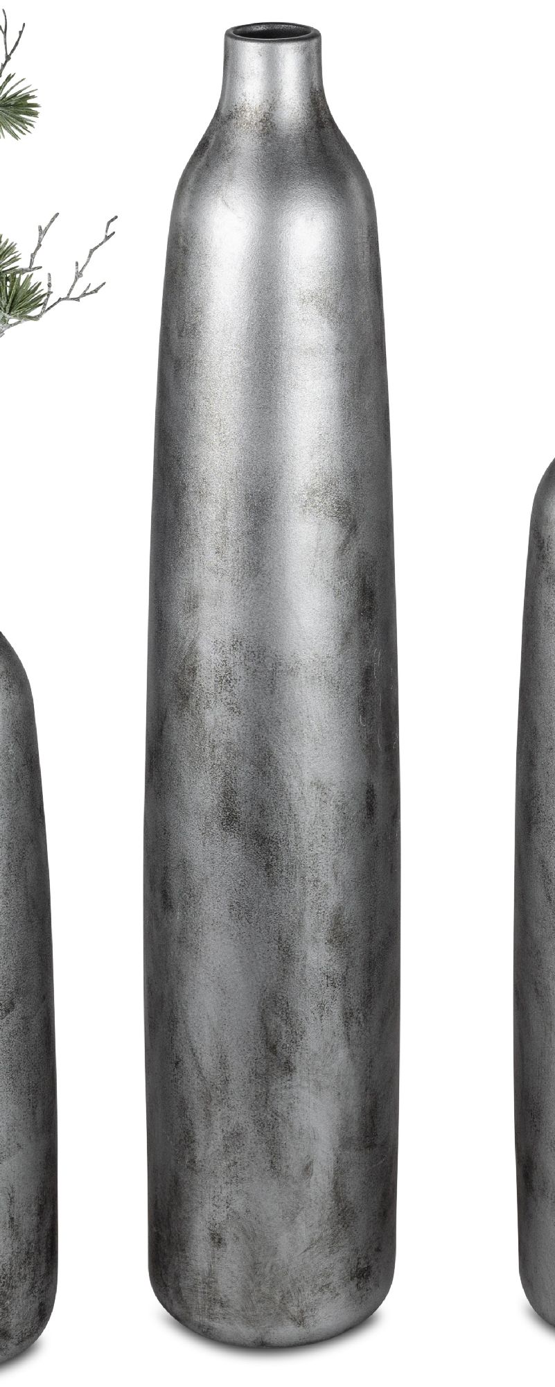 Bodenvase ANTIK SILBER Höhe 70cm matt silber Keramik von FORMANO