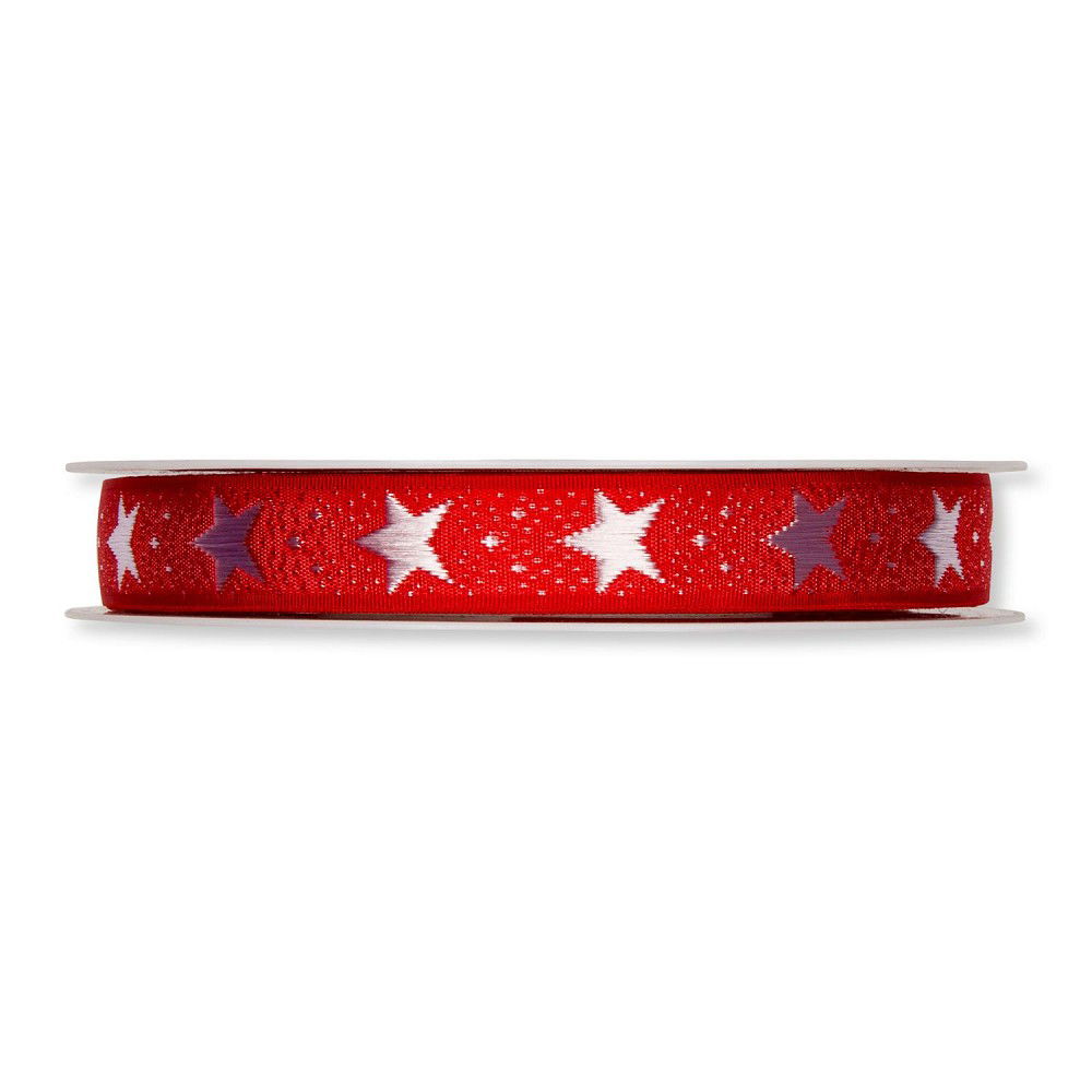 Schleifenband (1m = 0,45EUR) Dekoband STERNE, rot, 15mm, 20m Rolle, von HALBACH
