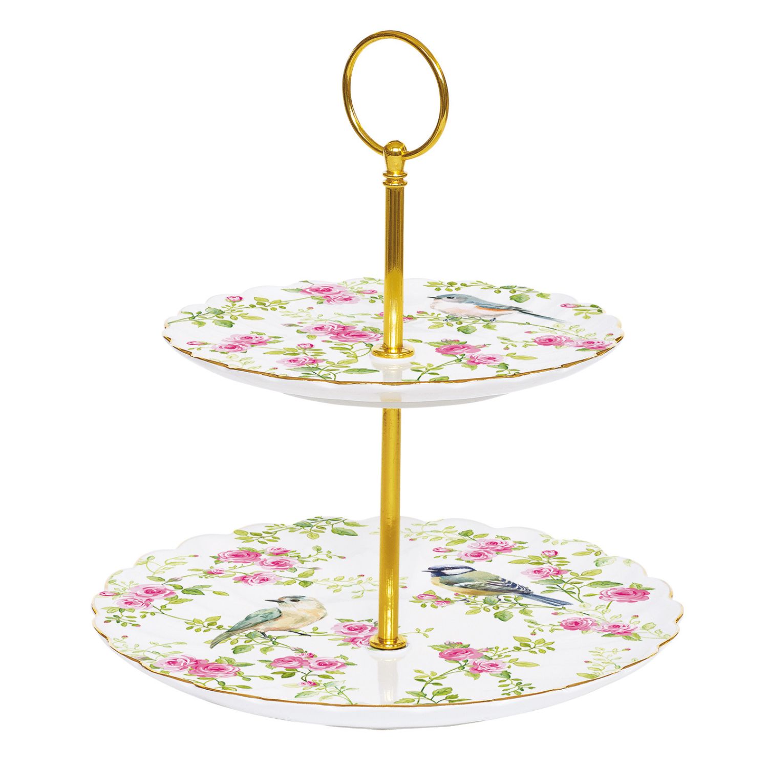 Etagere SPRING TIME D. 16 +21cm weiß rosa aus Porzellan in GB Easy Life