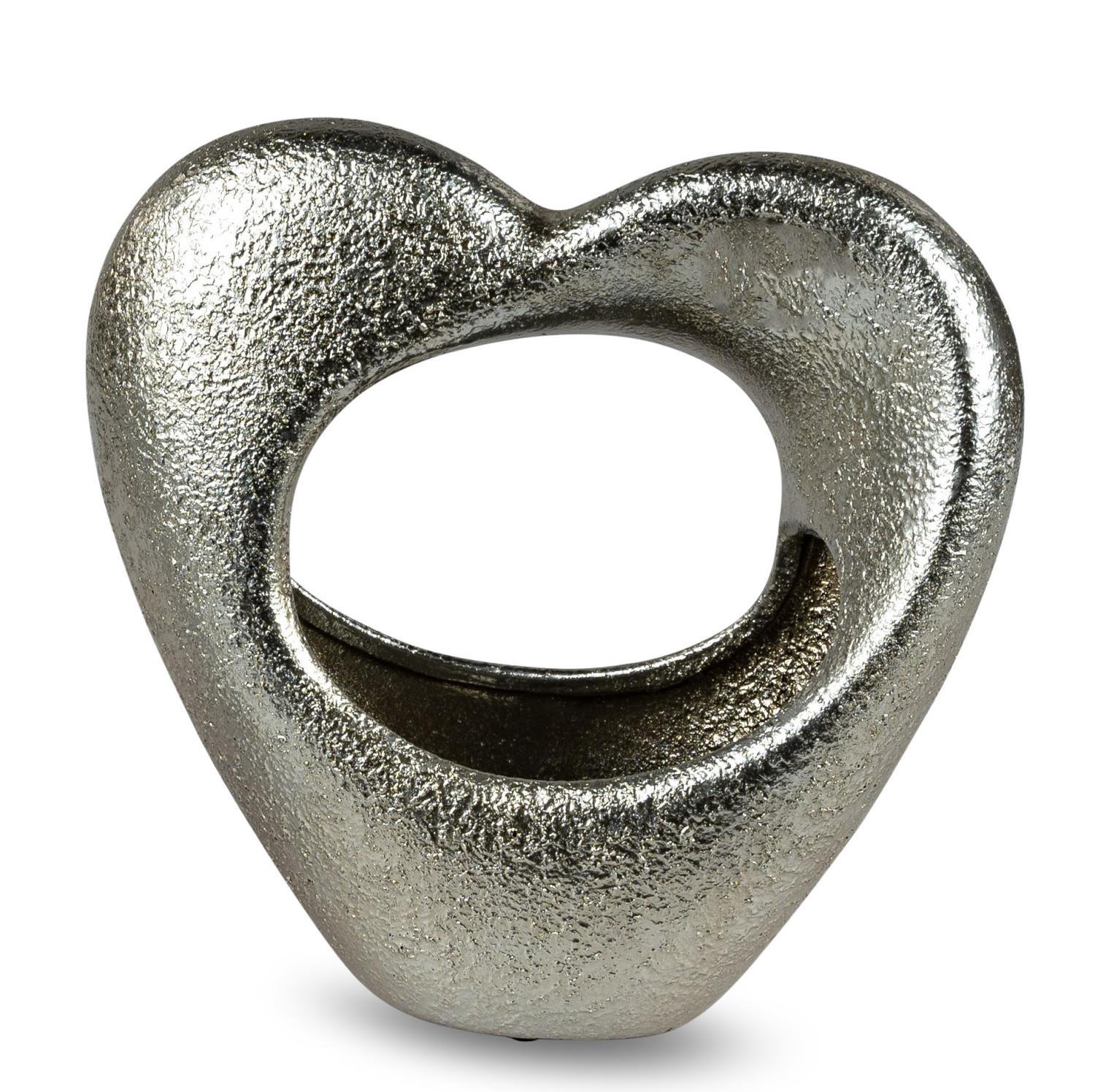 Deko Vase HERZ in Herzform Höhe 23cm silber Keramik, von Formano