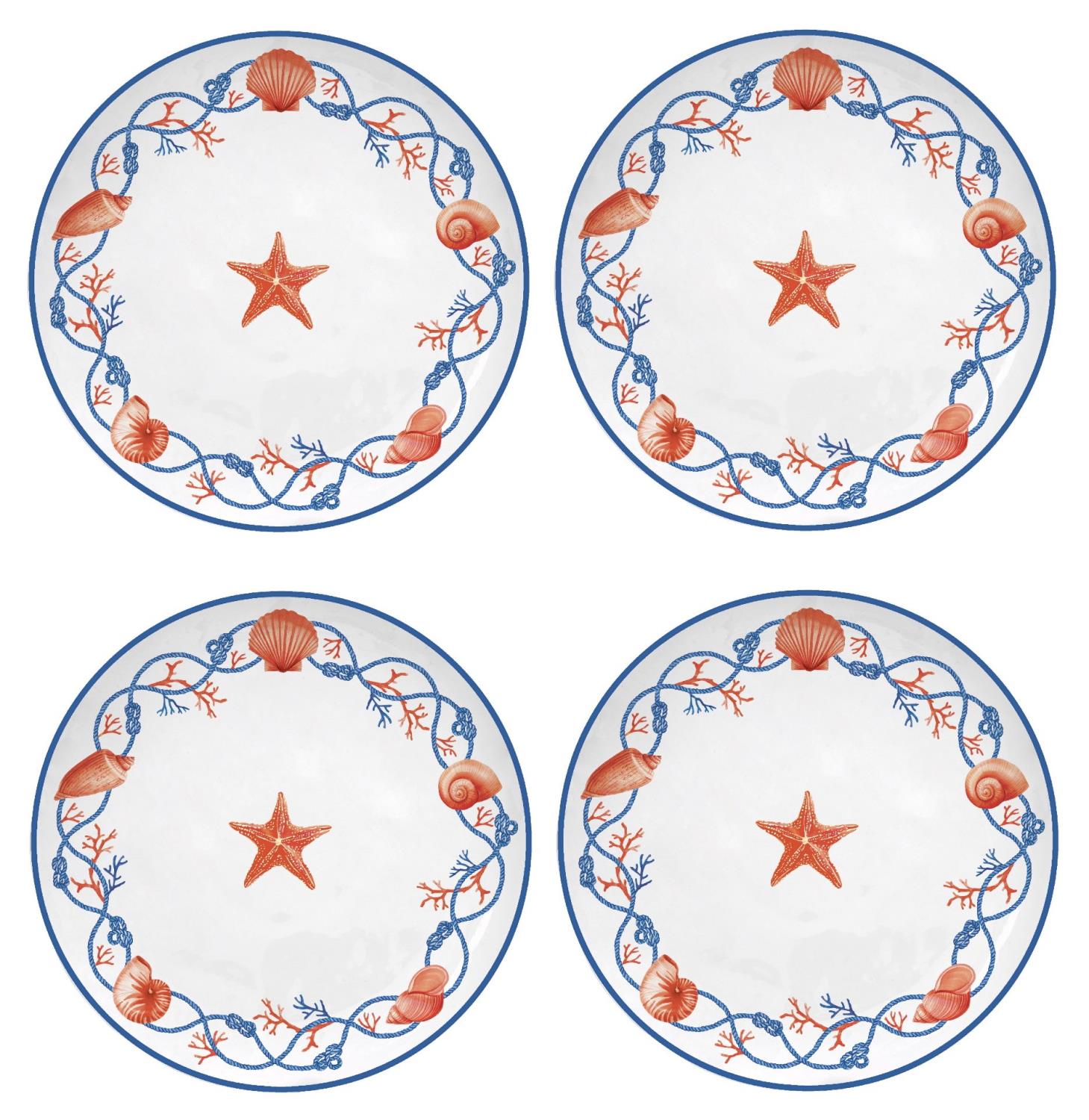4er Set Frühstücksteller COTE DE MER Meeresküste Seestern,Durchmesser 21cm von EASY LIFE