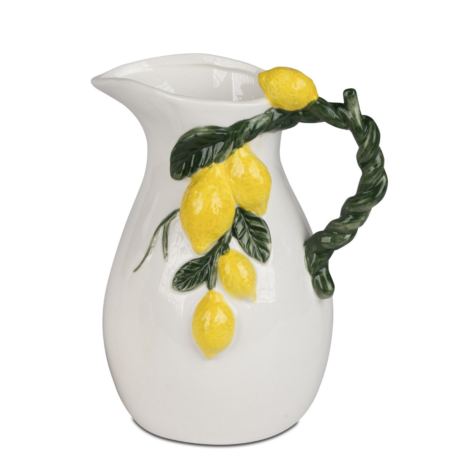 Deko Krug, Vase LIMONE mit Zitronen weiß gelb H. 20cm Porzellan Formano S26