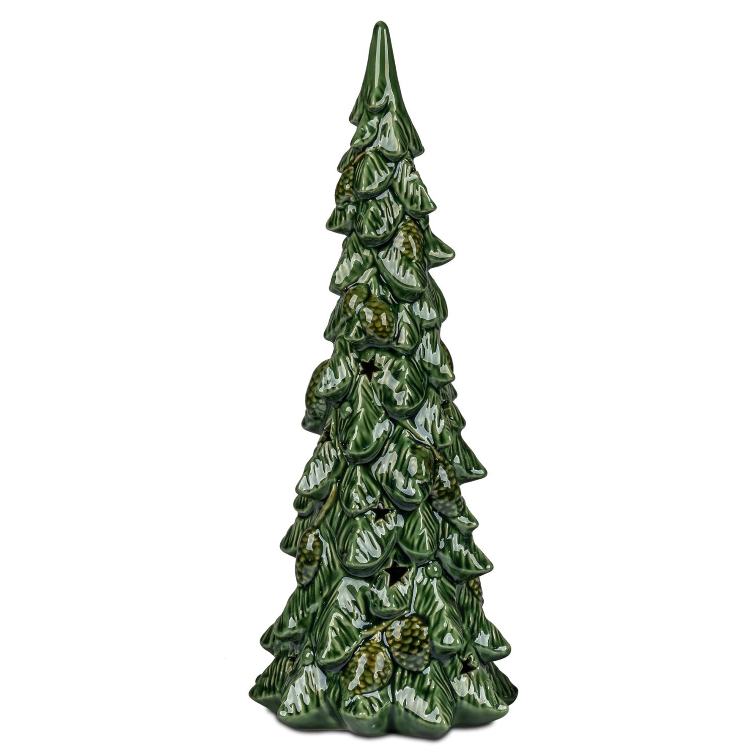 LED Dekoobjekt Baum grün H. 40cm aus Porzellan mit Timer Formano