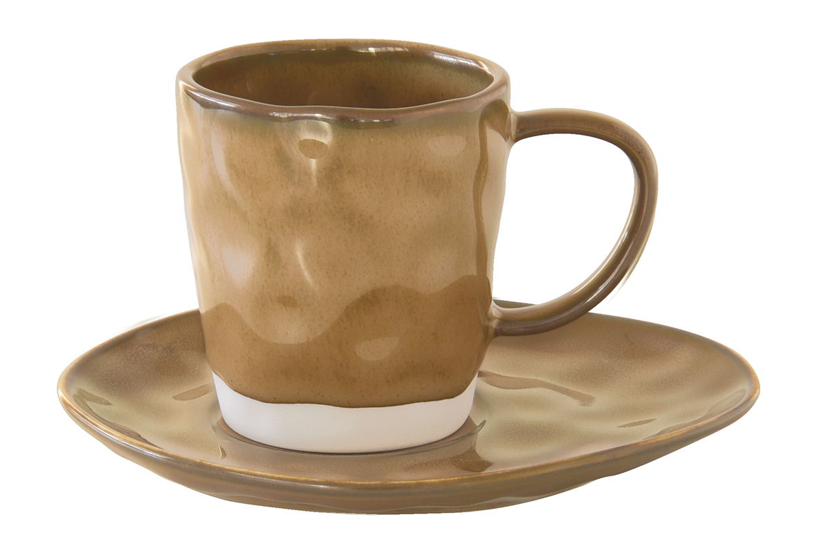Tasse mit Untertasse INTERIORS terracotta braun 250ml aus Porzellan EASY LIFE