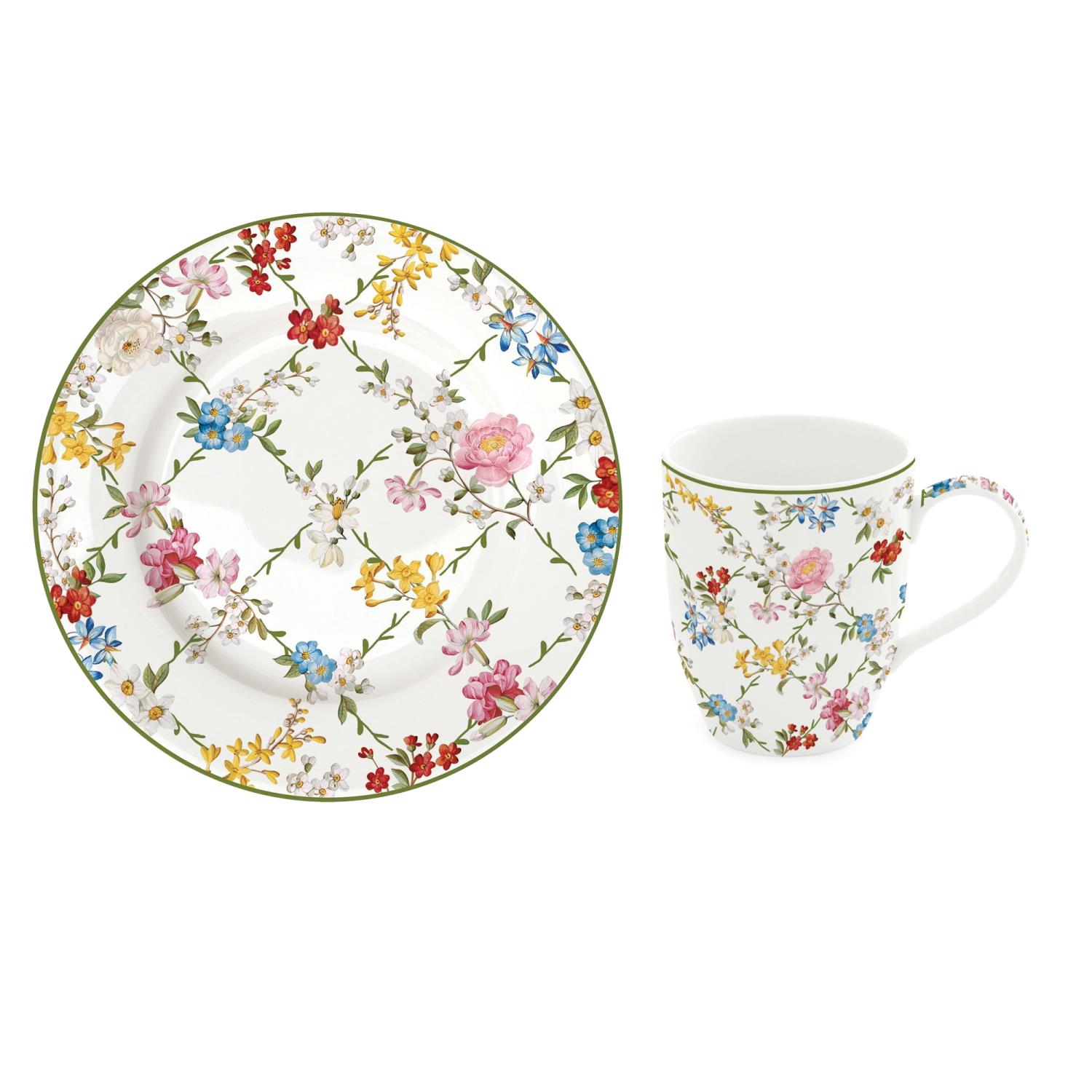 12 teiliges Kaffeeservice GARDEN DREAMS mit bunten Blumen Porzellan Easy Life
