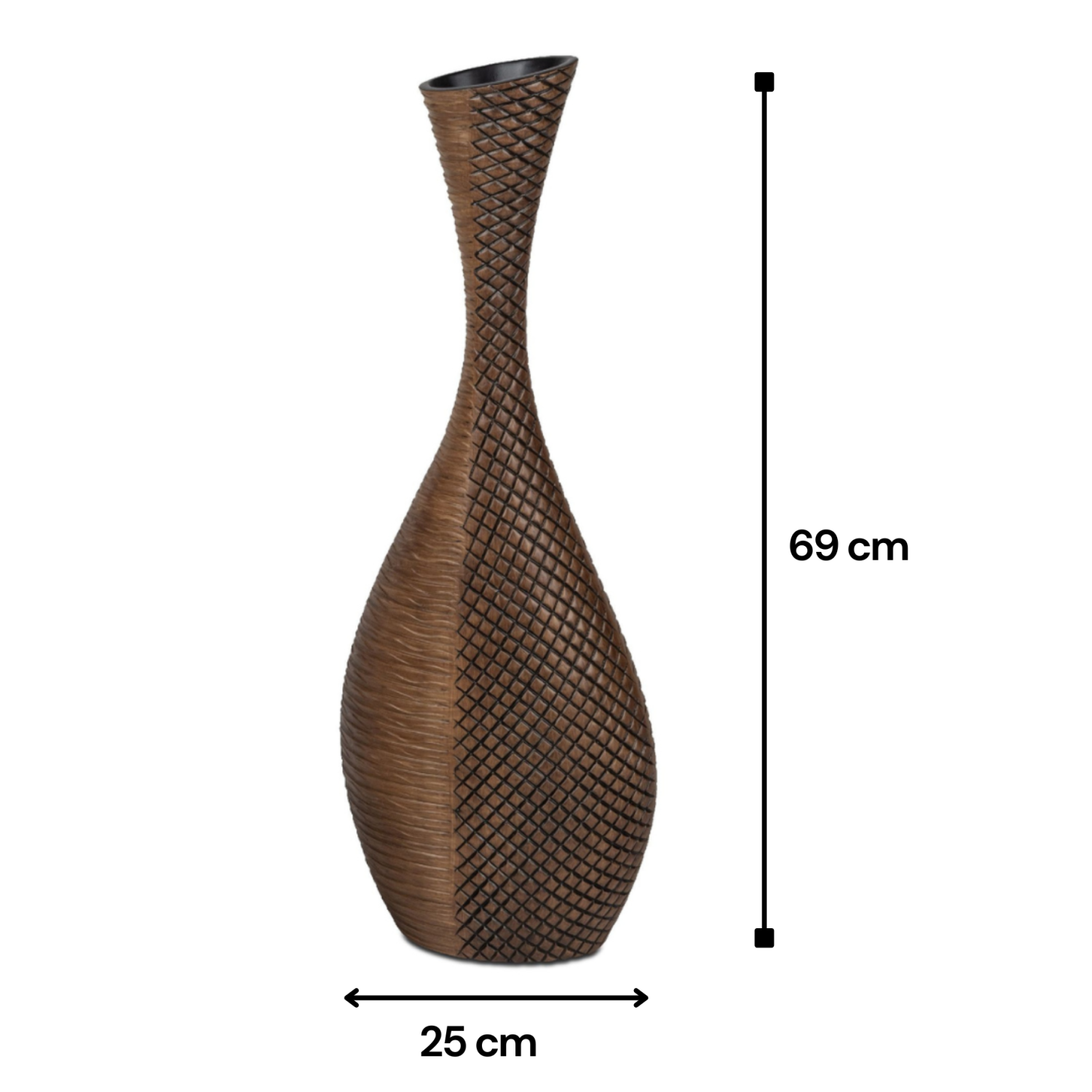 Bodenvase Holzoptik 70 cm – Formano mit Relief