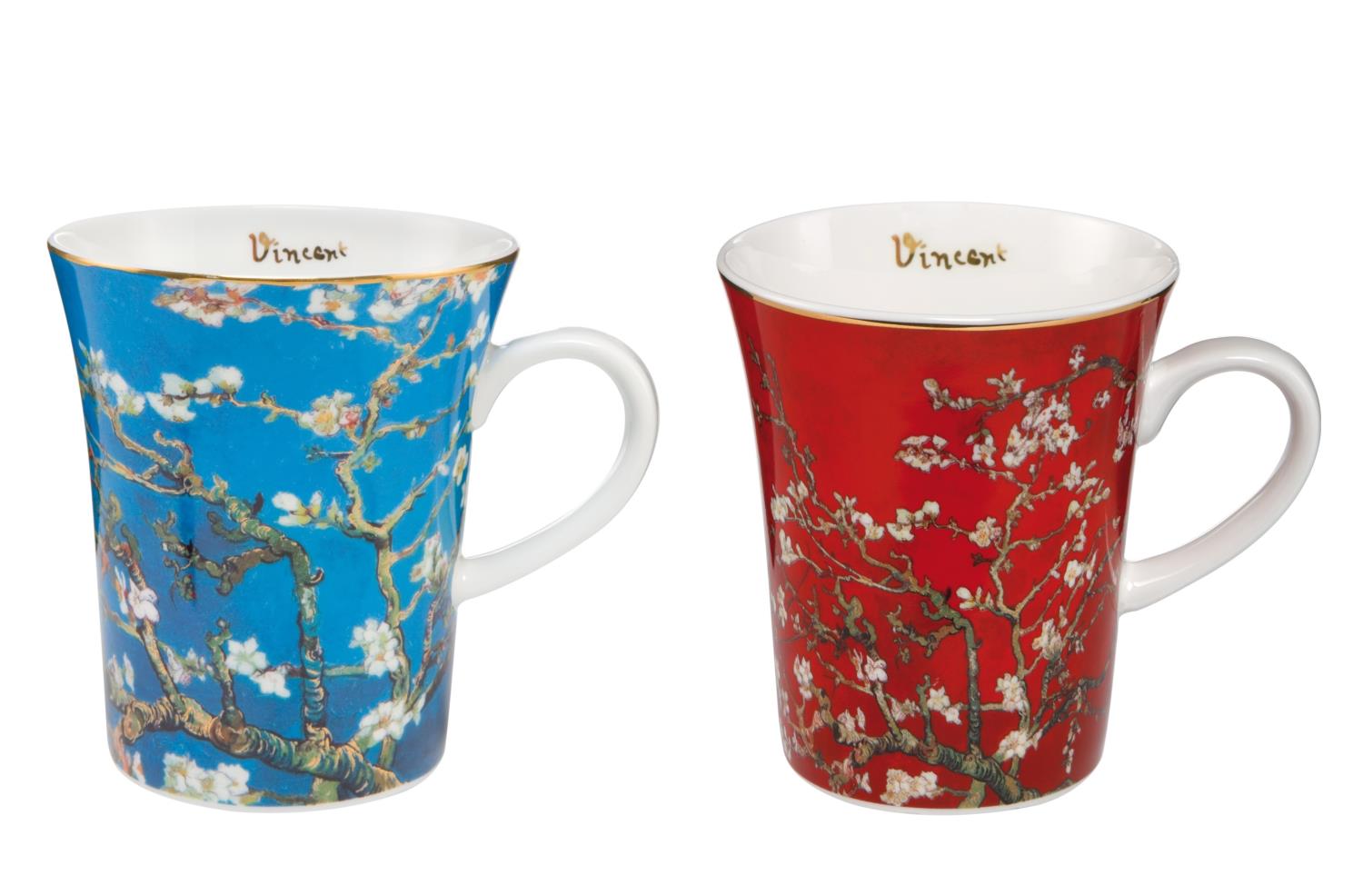 Vincent van Gogh Kaffeebecher Tasse MANDELBAUM BLAU & ROT 400ml von GOEBEL Porzellan