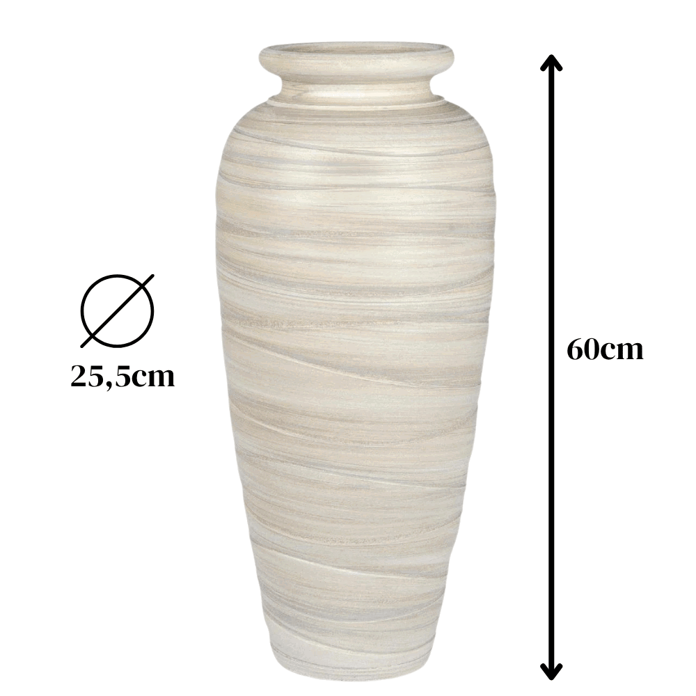 Bodenvase RELIEF 60cm  - bauchig, cremefarben, Keramik, Formano