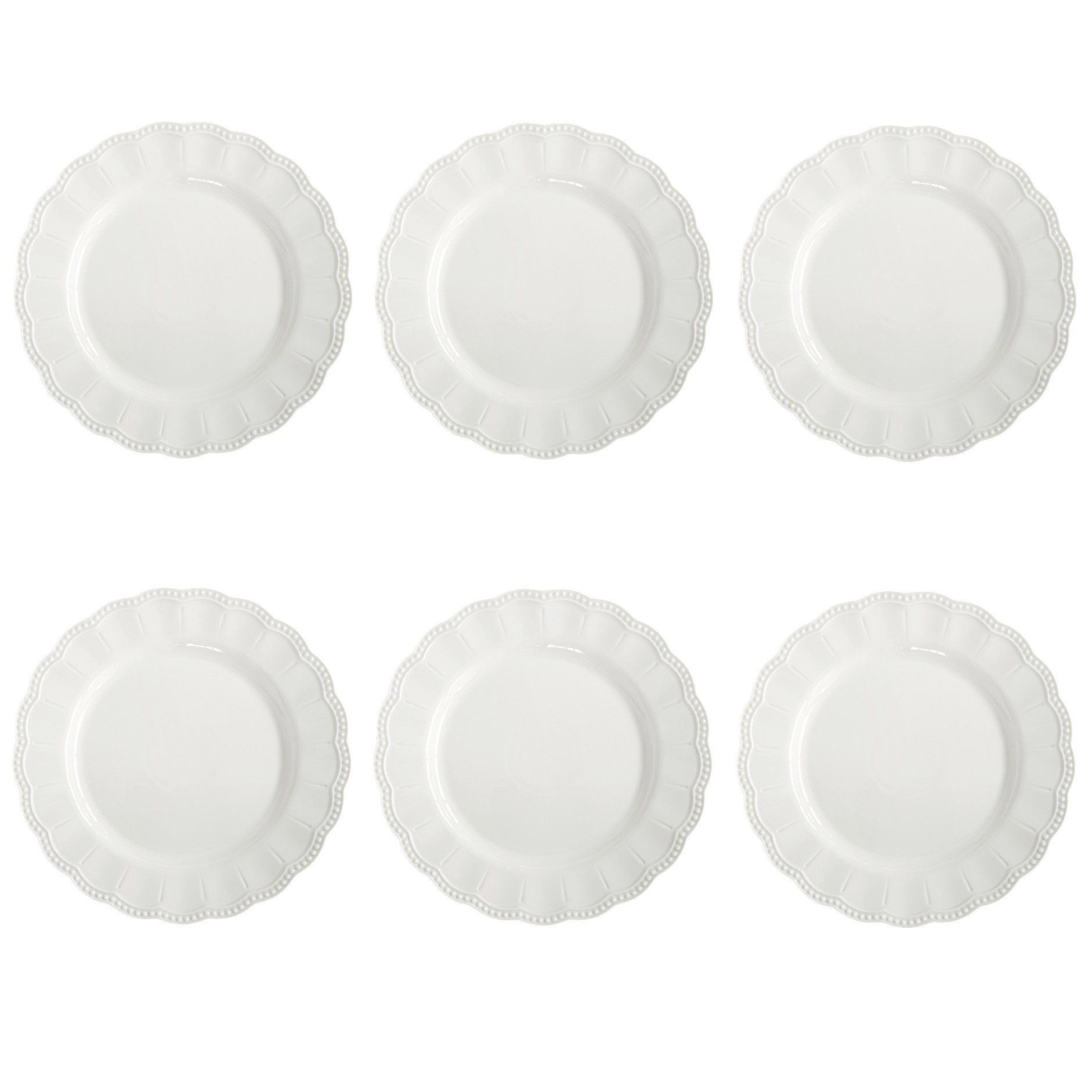6er Set Speiseteller ELITE WHITE weiß rund D. 26cm aus Porzellan Easy Life