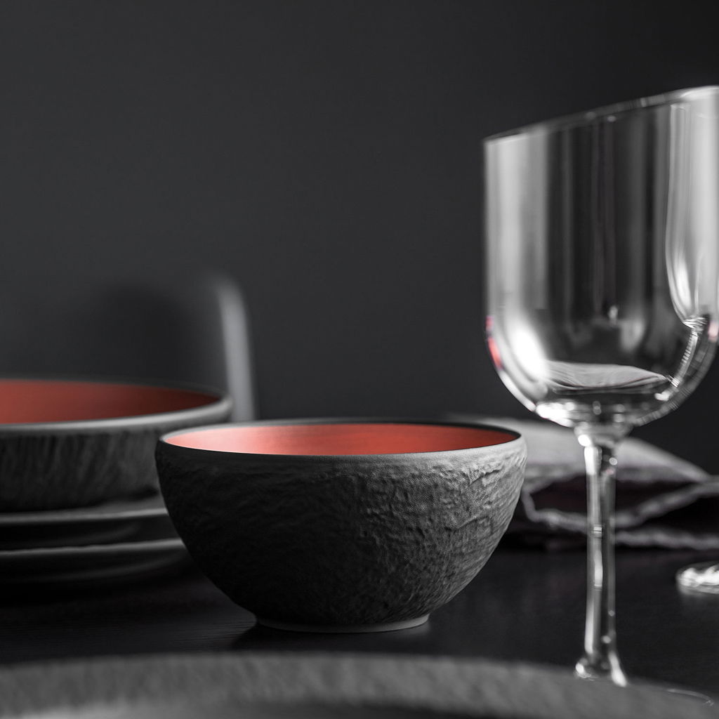  von VILLEROY & BOCH MANUFACTURE ROCK GLOW Müslischalen 14cm 4er Set schwarz
