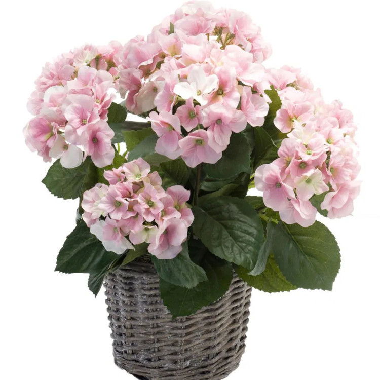 Künstliche Topfpflanze Hortensie Künstliche Topfpflanze rosane Hortensie in braunem Topf