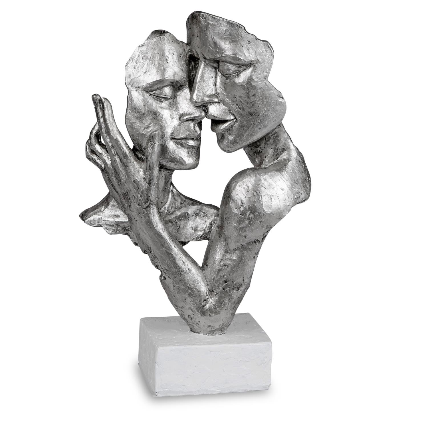 Deko Büste, Skulptur Paar Höhe 32cm weiß silber Kunststein von FORMANO