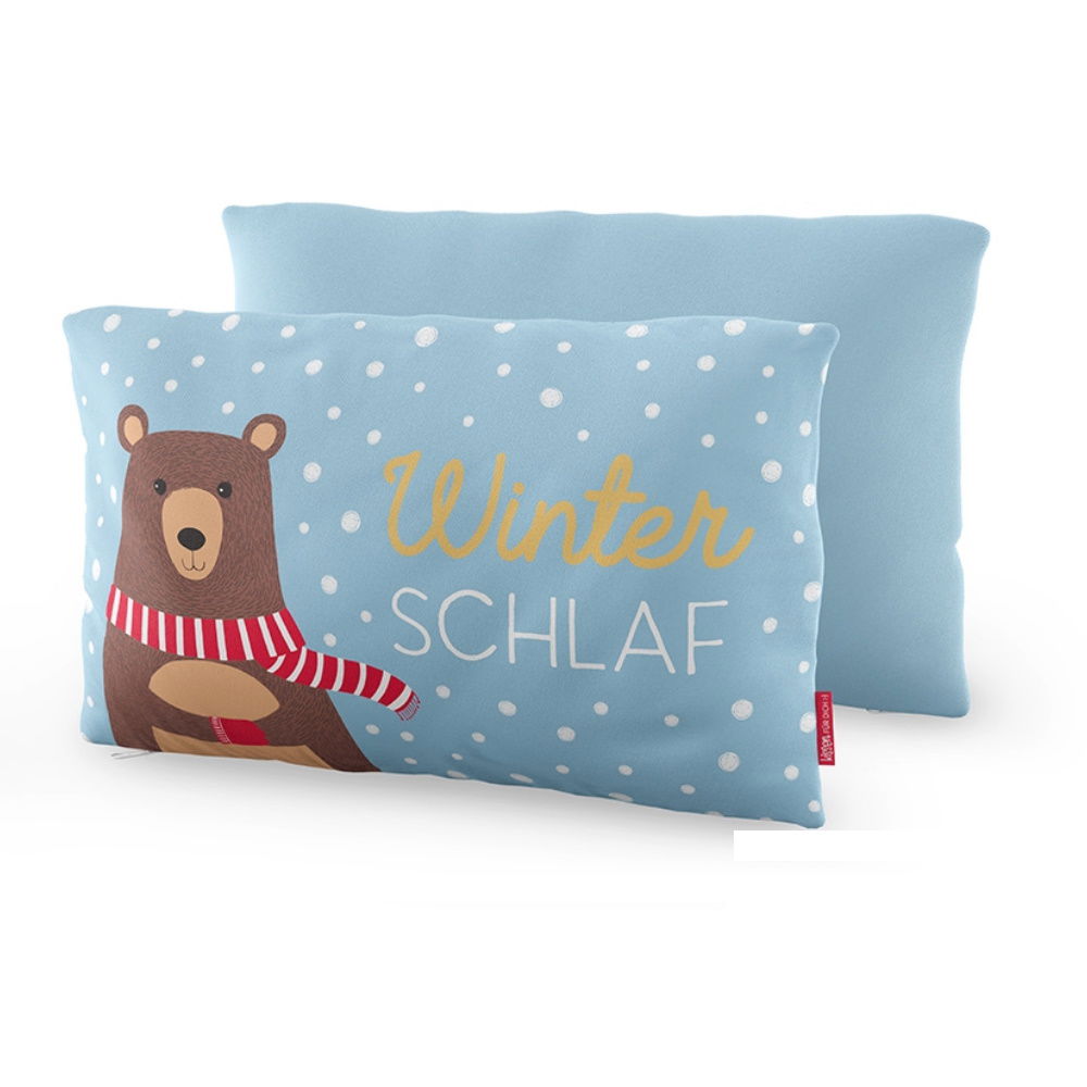 weihnachtliches Kissen Love Xmas Winterschlaf mit Bär 25x40cm Geschenk für Dich