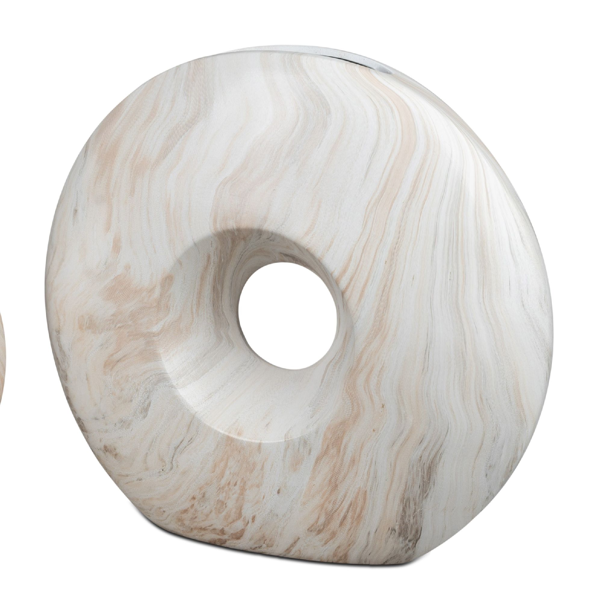 Deko Vase MARMOR rund mit Lochdesign Durchmesser 34cm creme braun Keramik, von Formano