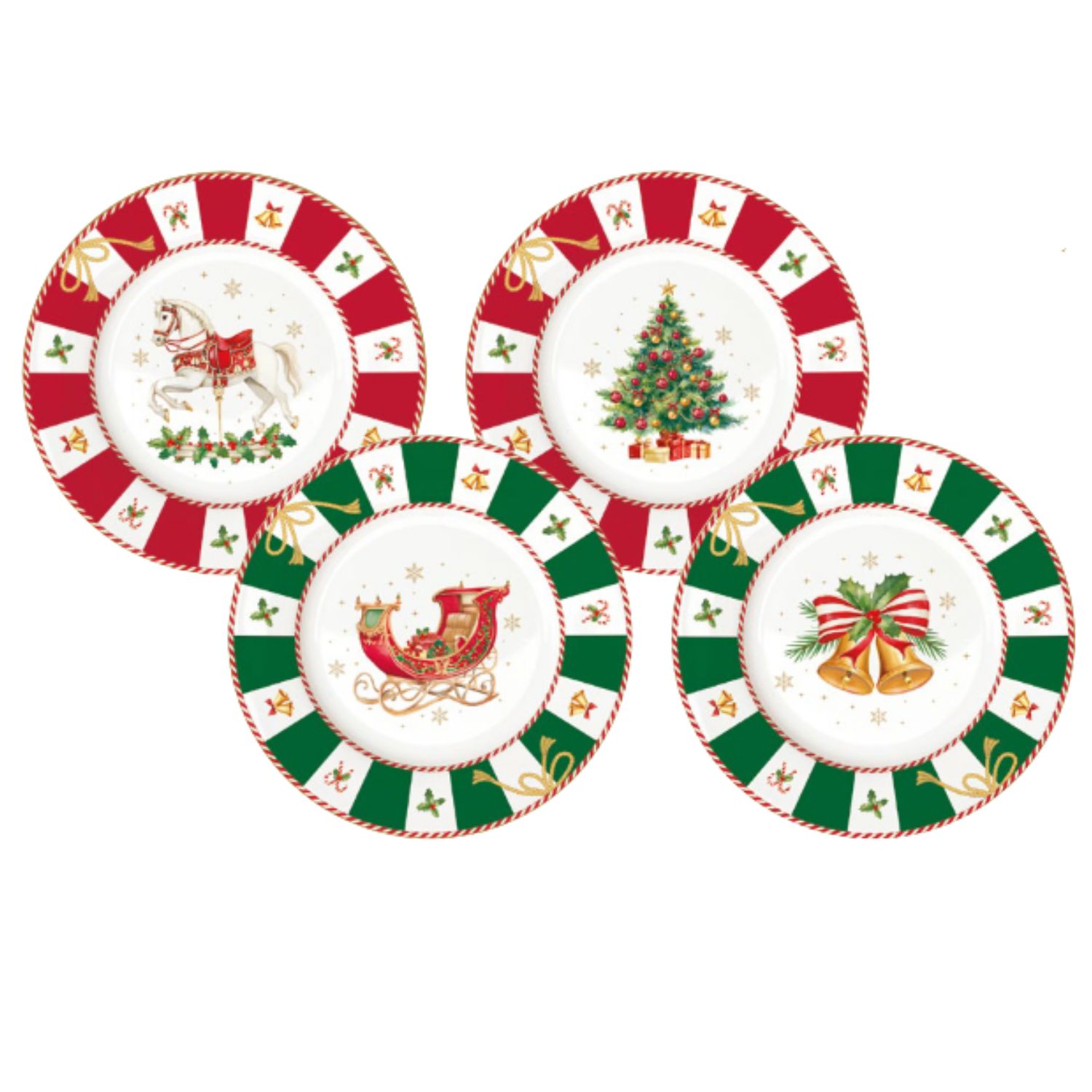 4 Kuchenteller Christmas Tale mit weihnachtlichen Motiven