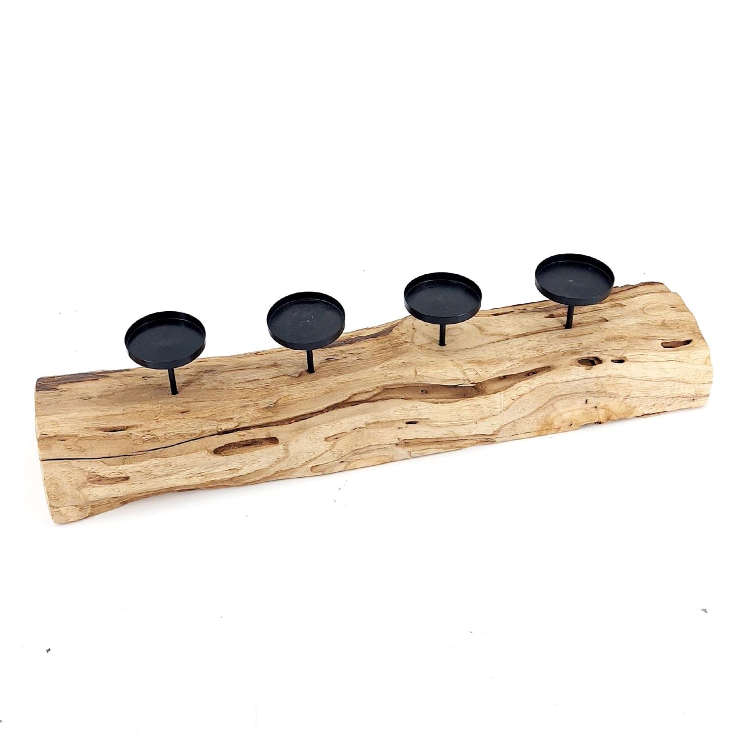 Adventsleuchter Kerzenhalter Teak für 4 Kerzen L. 70cm, von DZ FLORISTIK