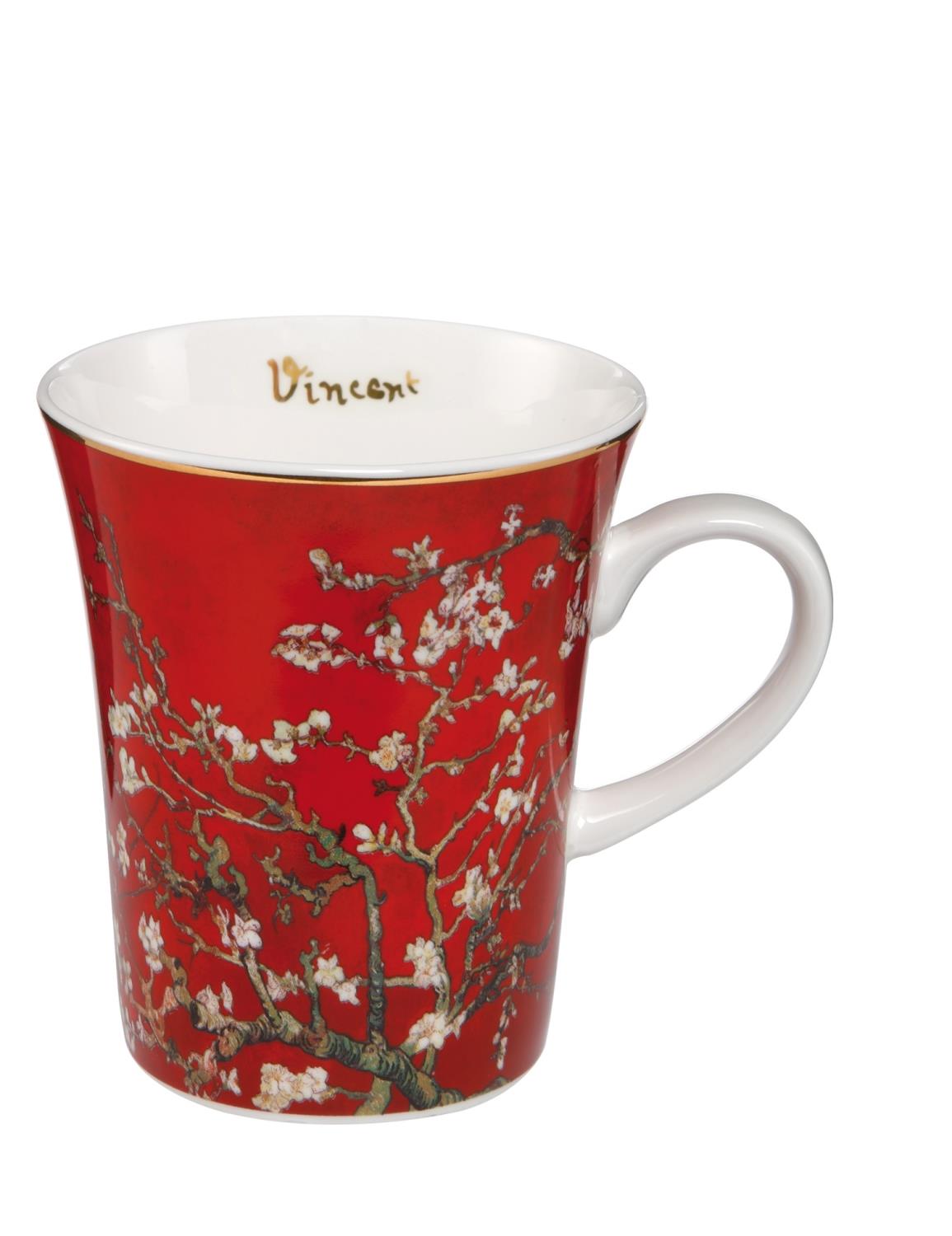 Vincent van Gogh Kaffeebecher Tasse MANDELBAUM ROT GOLD 400ml von GOEBEL Porzellan