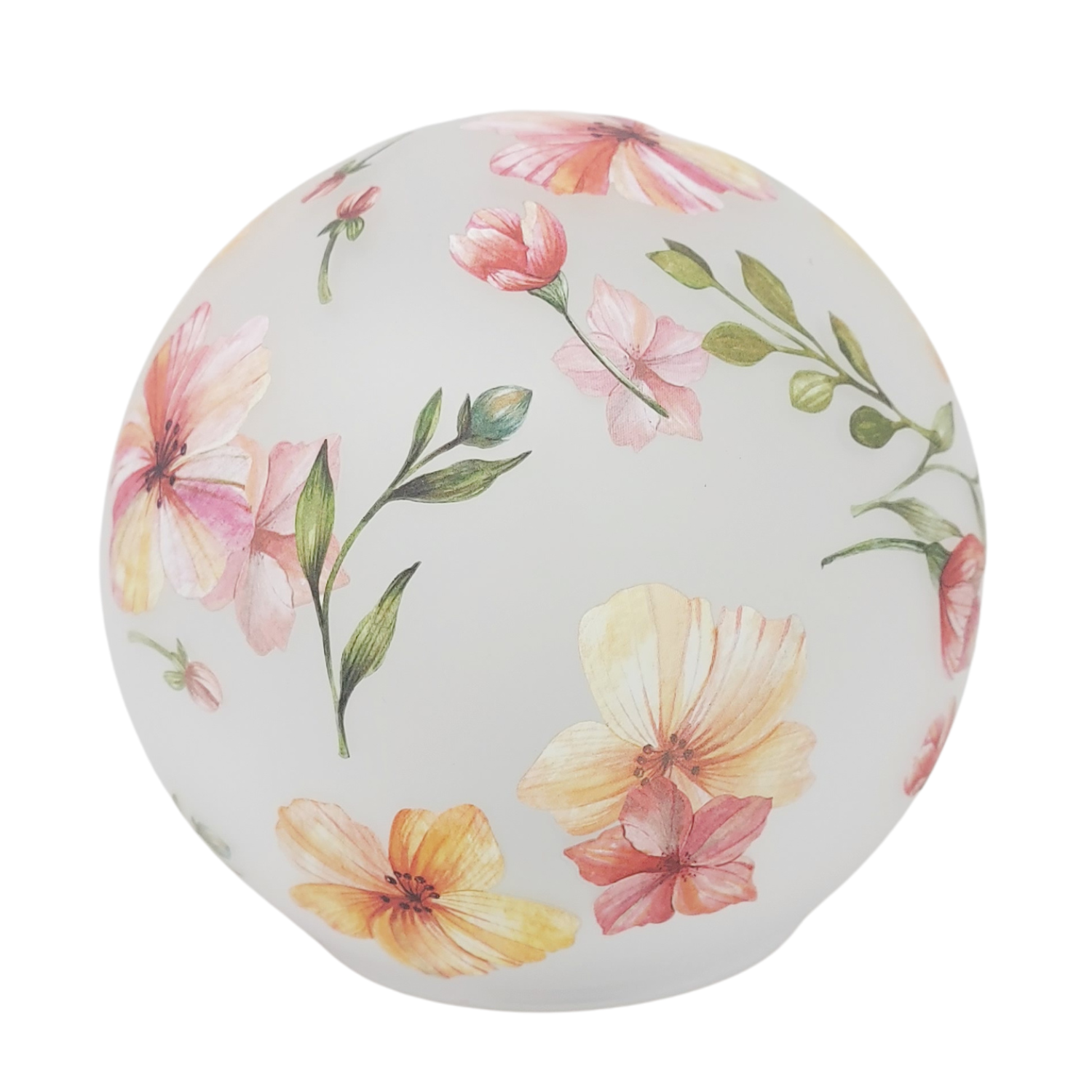 LED Kugellampe Blumenzeit D. 15cm weiß rosa Glas mit Timer Formano