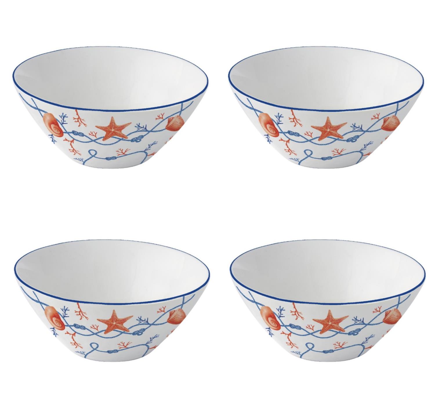 4er Set Müslischalen COTE DE MER Meeresküste,Durchmesser 16cm aus Porzellan von EASY LIFE