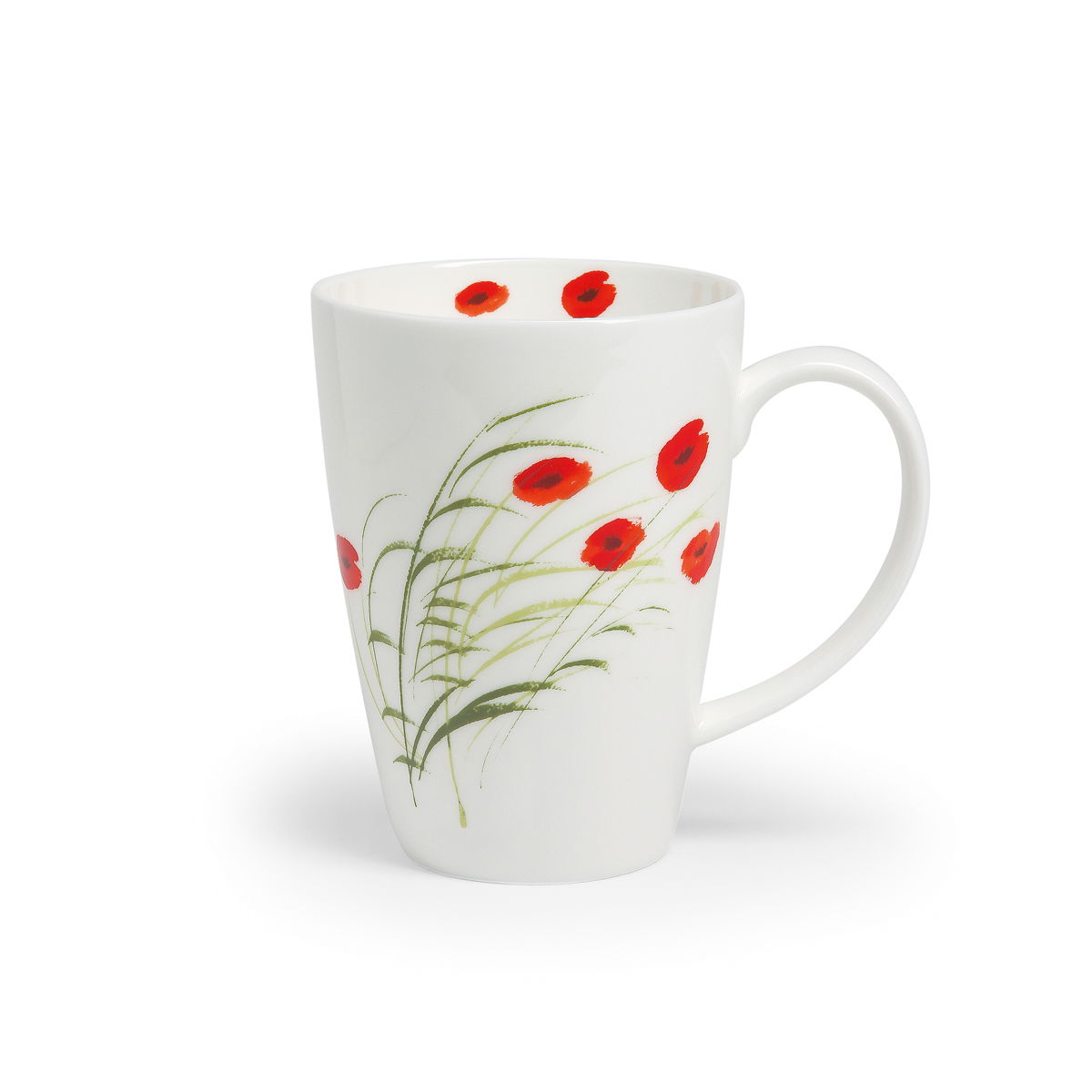 Jumbobecher CAPRICE Mohn für 500ml weiß rot Porzellan von TEALOGIC