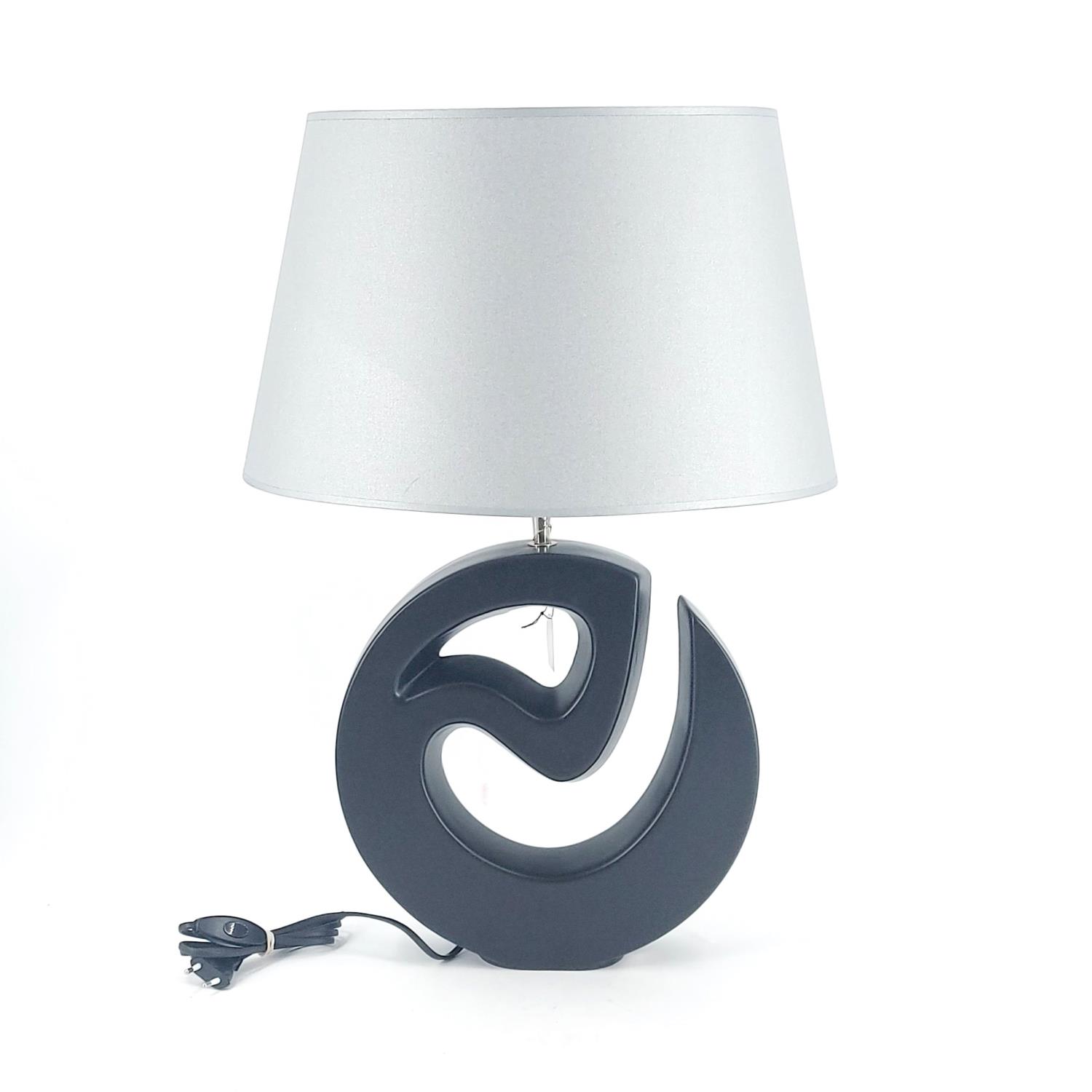 Tischlampe MODERN ART Höhe 65cm matt schwarz Keramik und Textil, von Formano