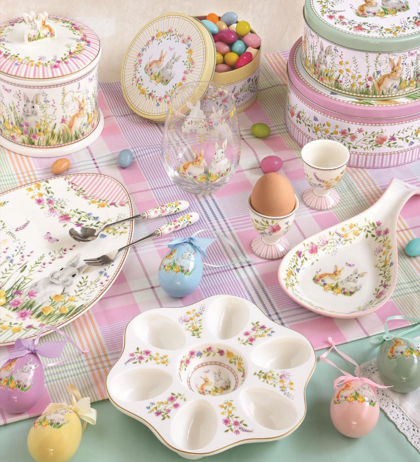 18 tlg. Besteckset HAPPY EASTER Ostern Stahl + Kunststoff Easy Life