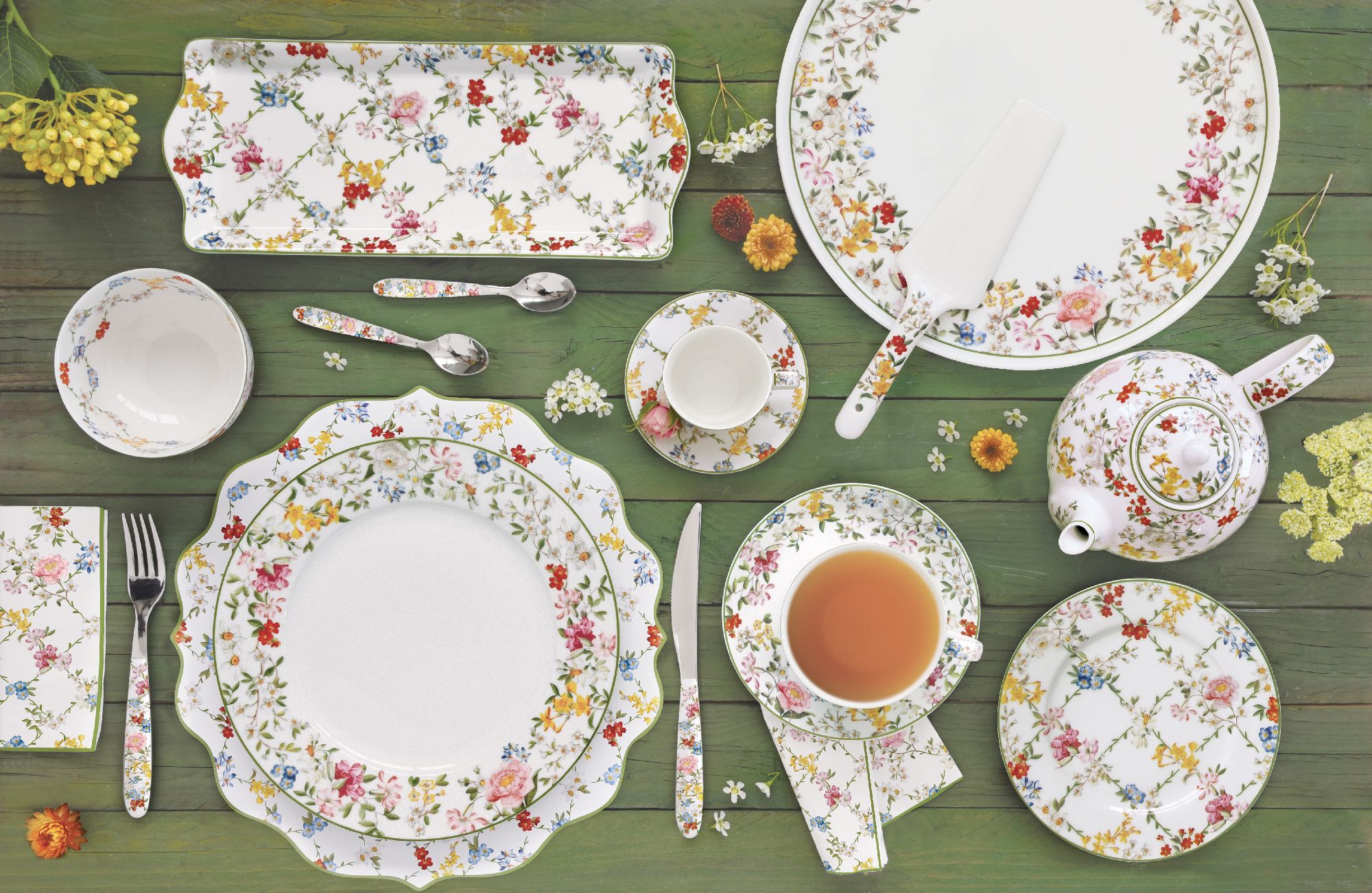 6er Set Suppenteller GARDEN DREAMS weiß mit bunten Blumen D. 21,5cm Easy Life