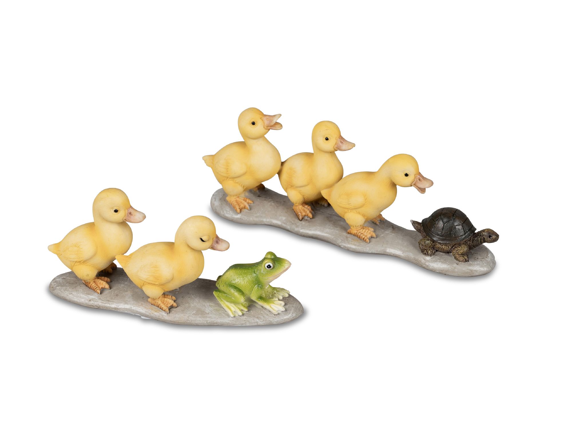 Dekofigur Kükengruppe mit Frosch Entengruppe 13cm handbemalt von FORMANO