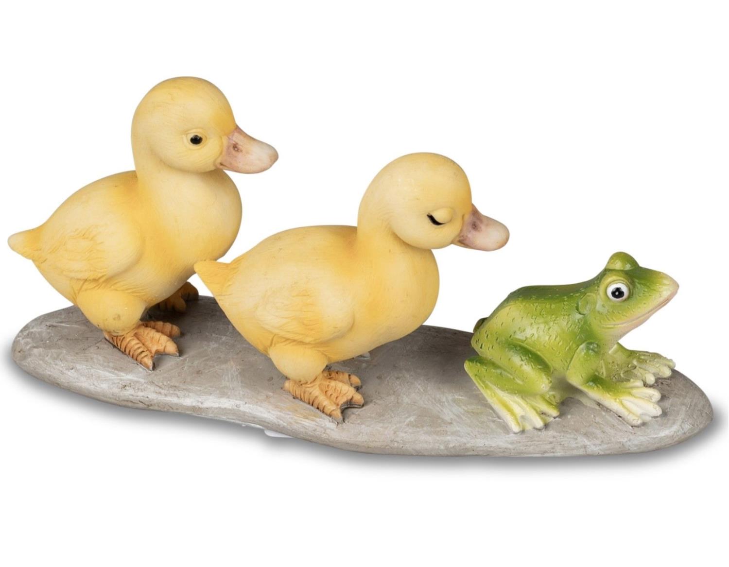 Dekofigur Kükengruppe mit Frosch Entengruppe 13cm handbemalt von FORMANO