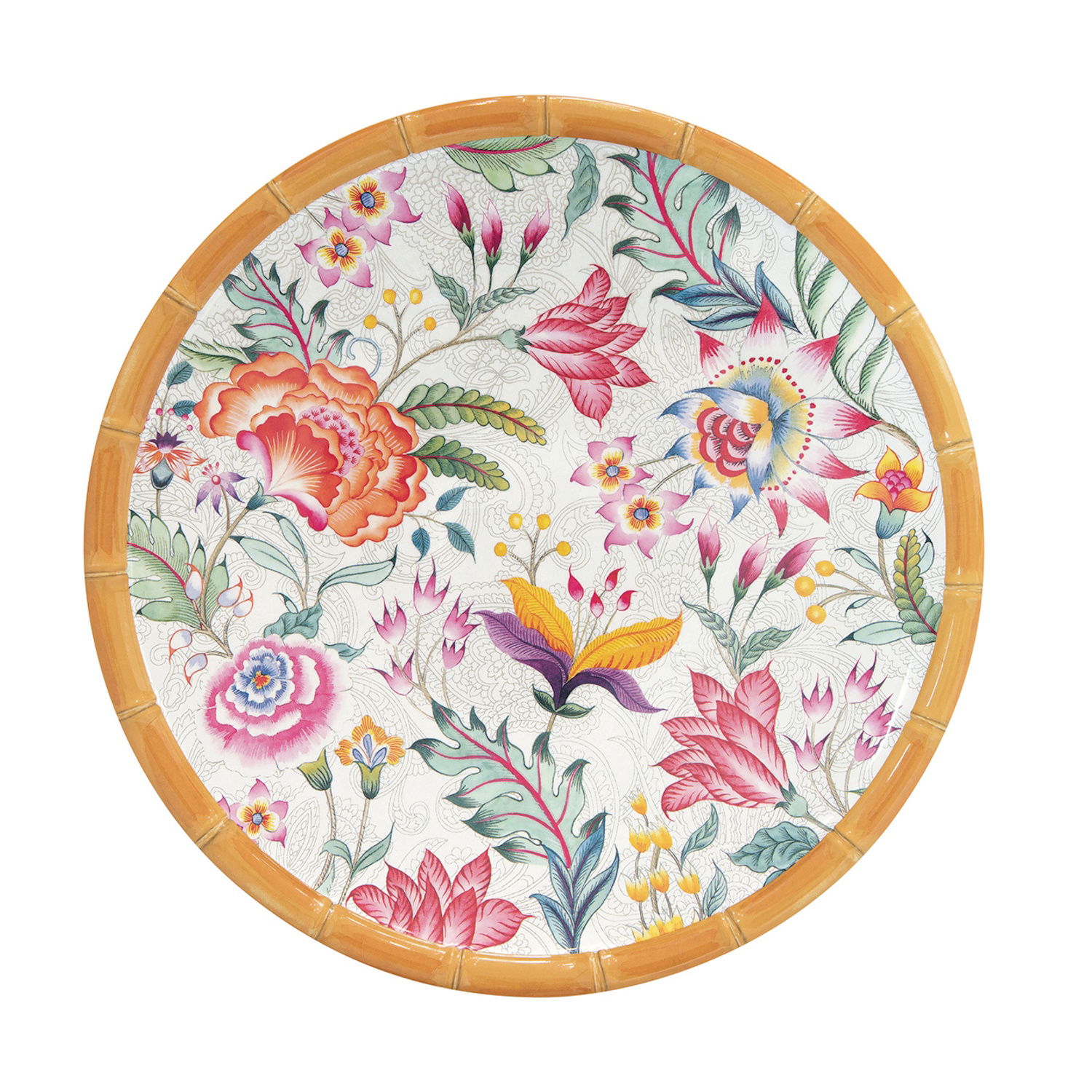 18tlg. Tellerset OSAKA Blumen weiß rosa aus Melamin Picknick Geschirr von EASY LIFE