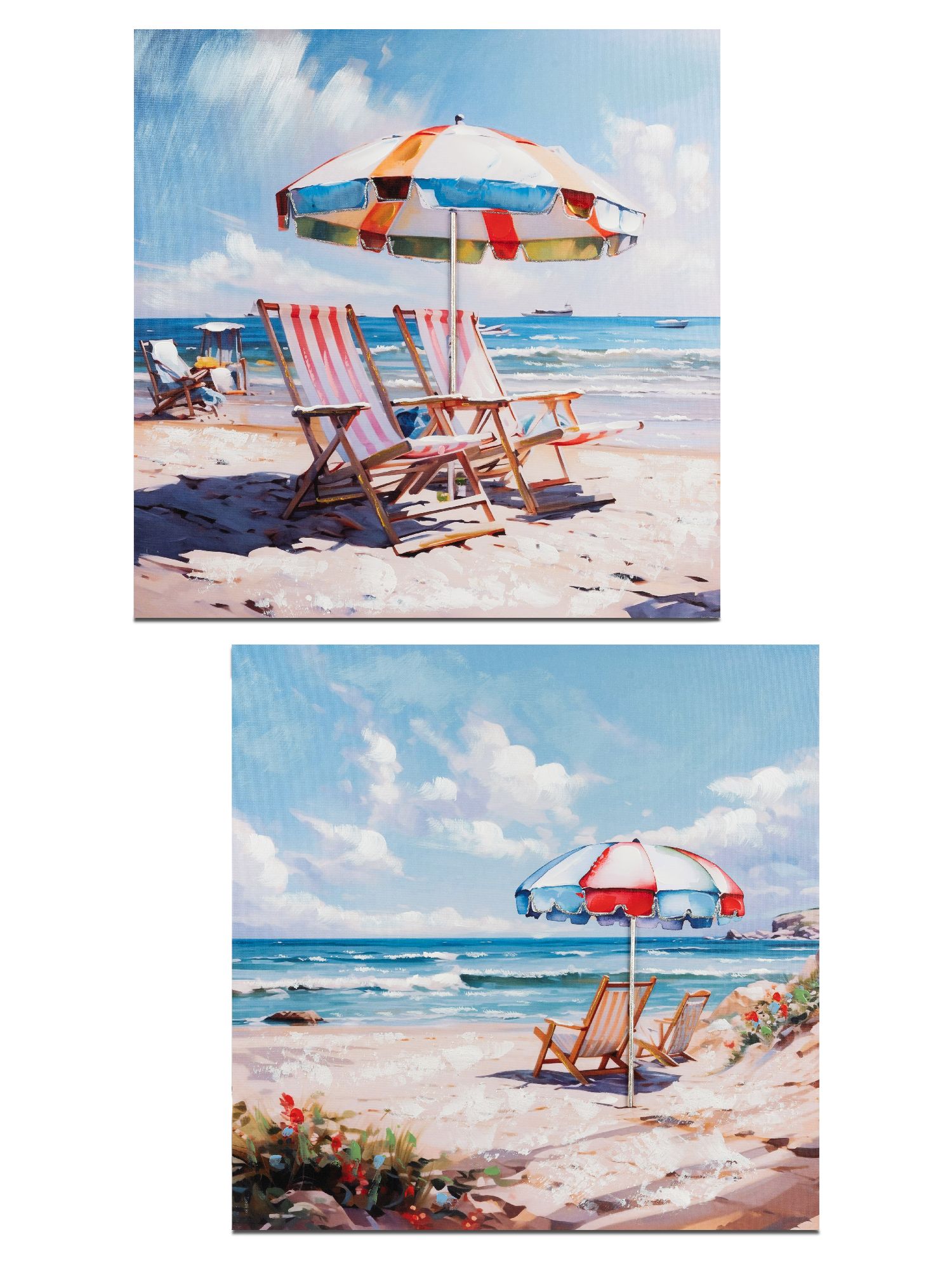 Wandbild Stand & Liegestuhl Motiv A 60x60cm Maritim von FORMANO