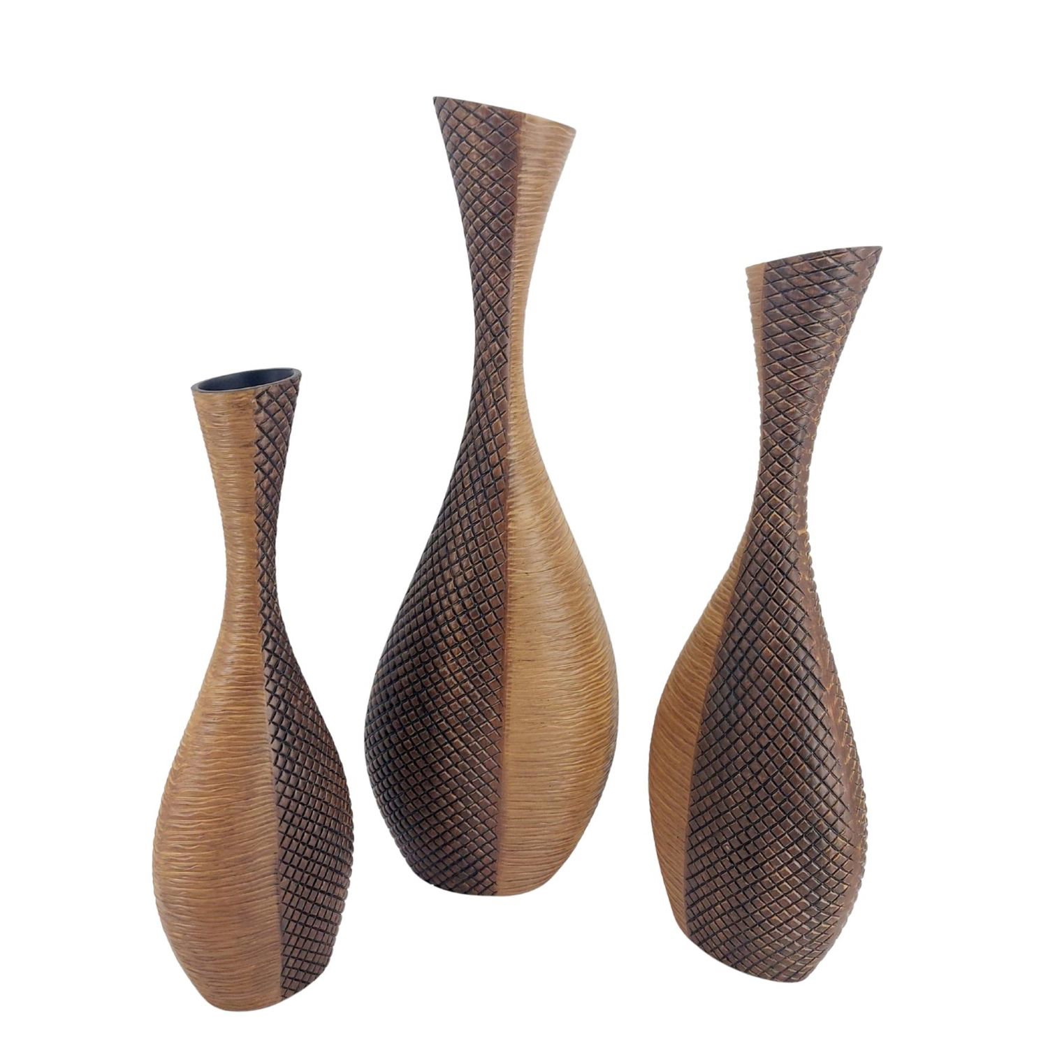 Bodenvase Holzoptik 70 cm – Formano mit Relief