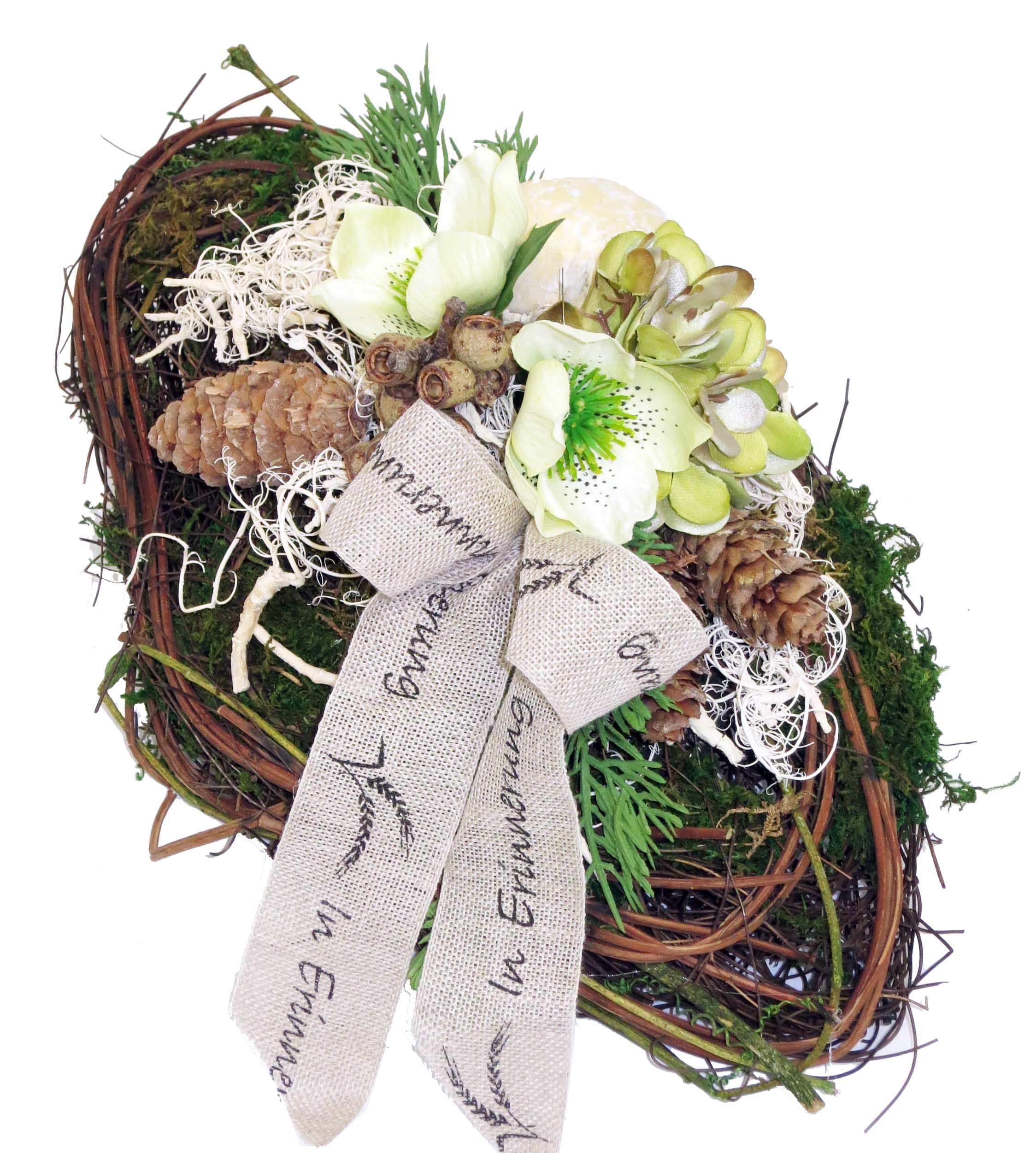 Grabschmuck Rebenraute mit Keramikherz, wetterfest CreaFlor Home