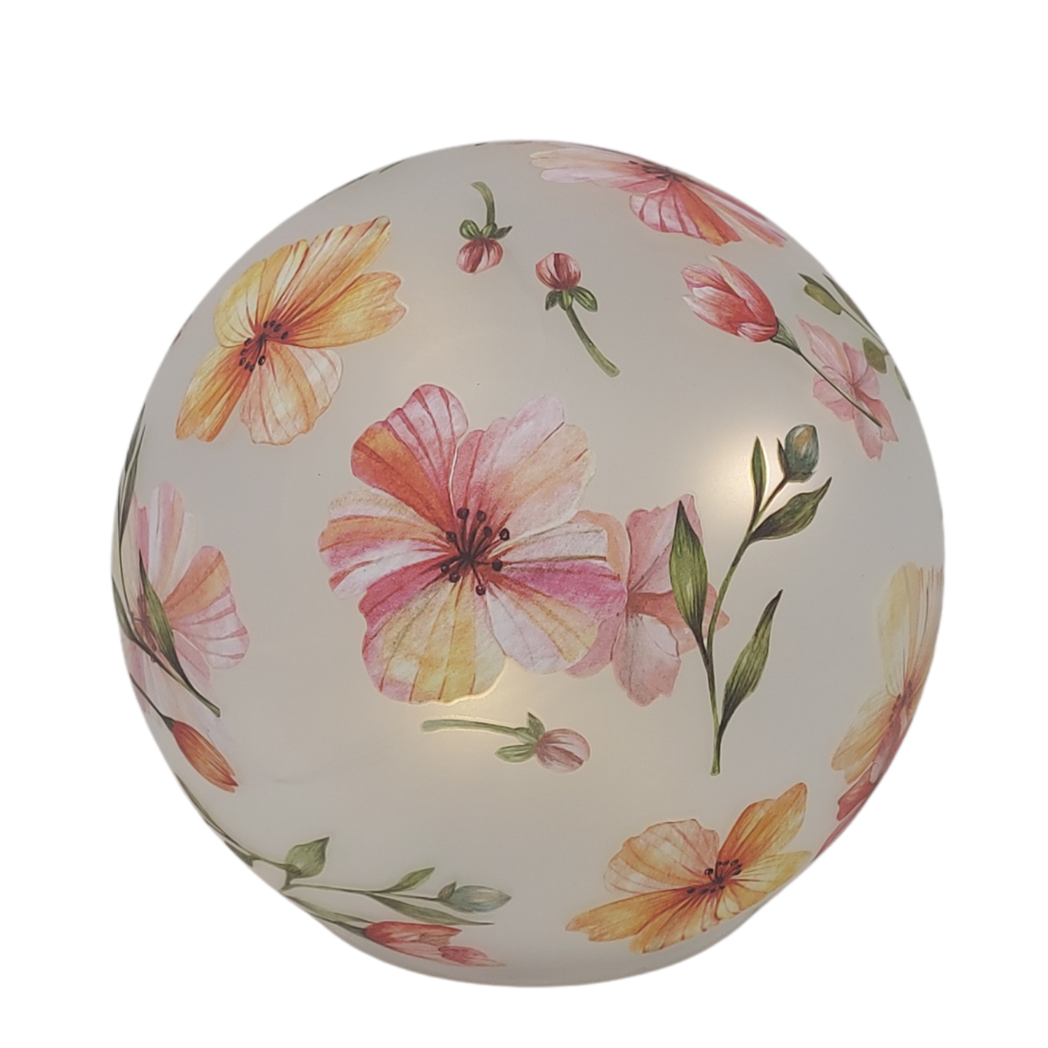 LED Kugellampe Blumenzeit D. 15cm weiß rosa Glas mit Timer Formano