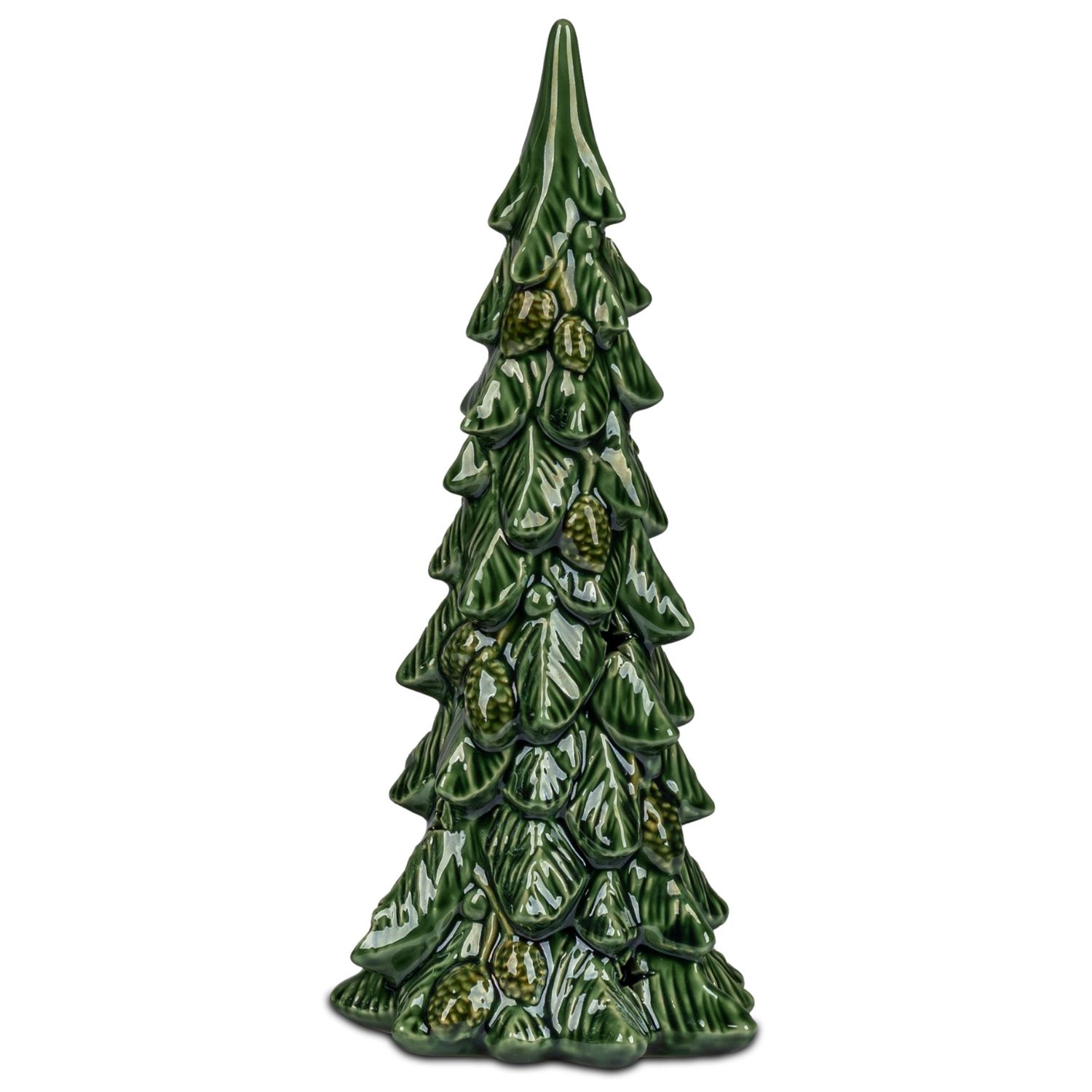 LED Dekoobjekt Baum grün H. 30cm aus Porzellan mit Timer Formano