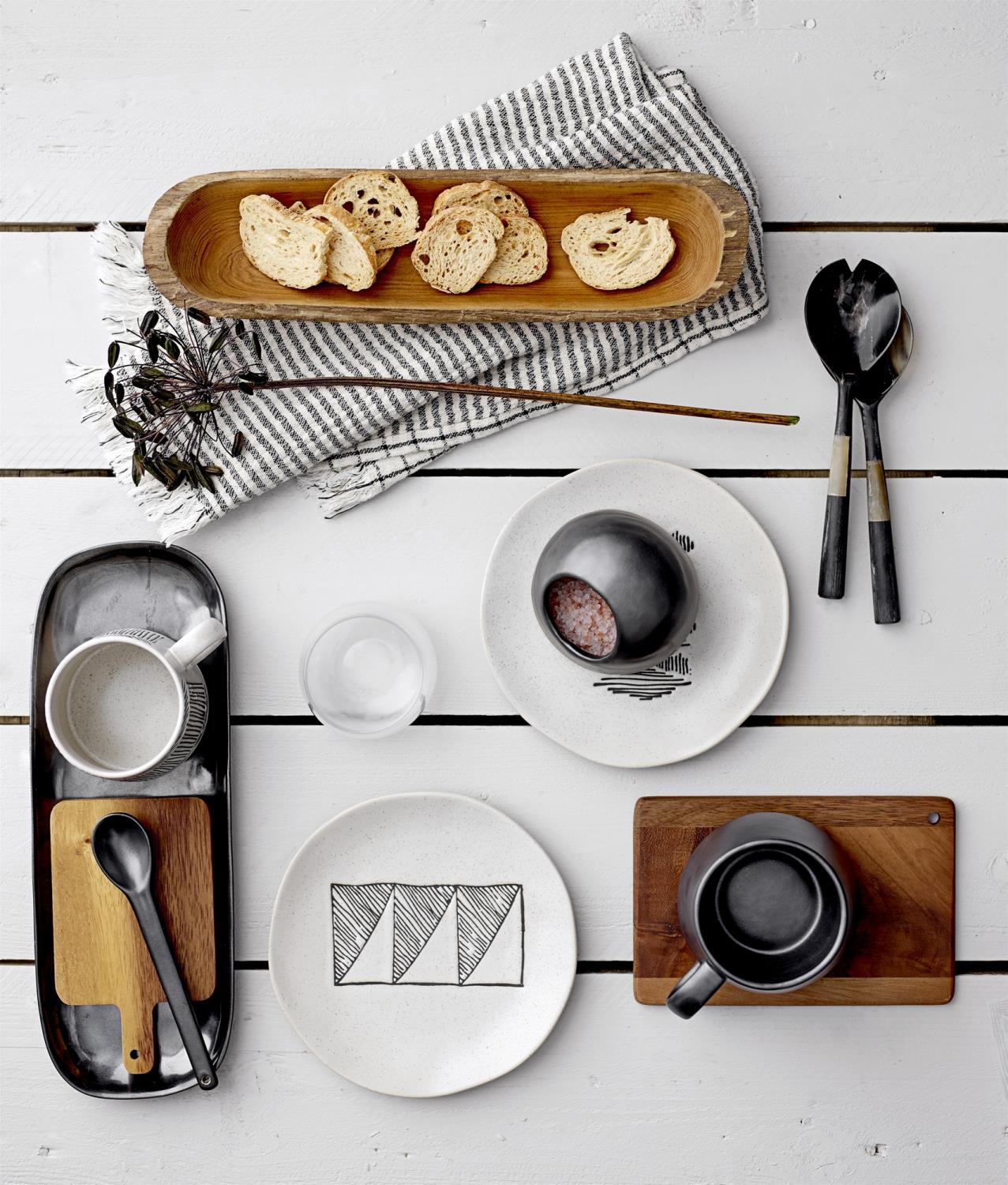 4er Set Kuchenteller Eliana Durchmesser 19cm weiß schwarz Keramik Bloomingville