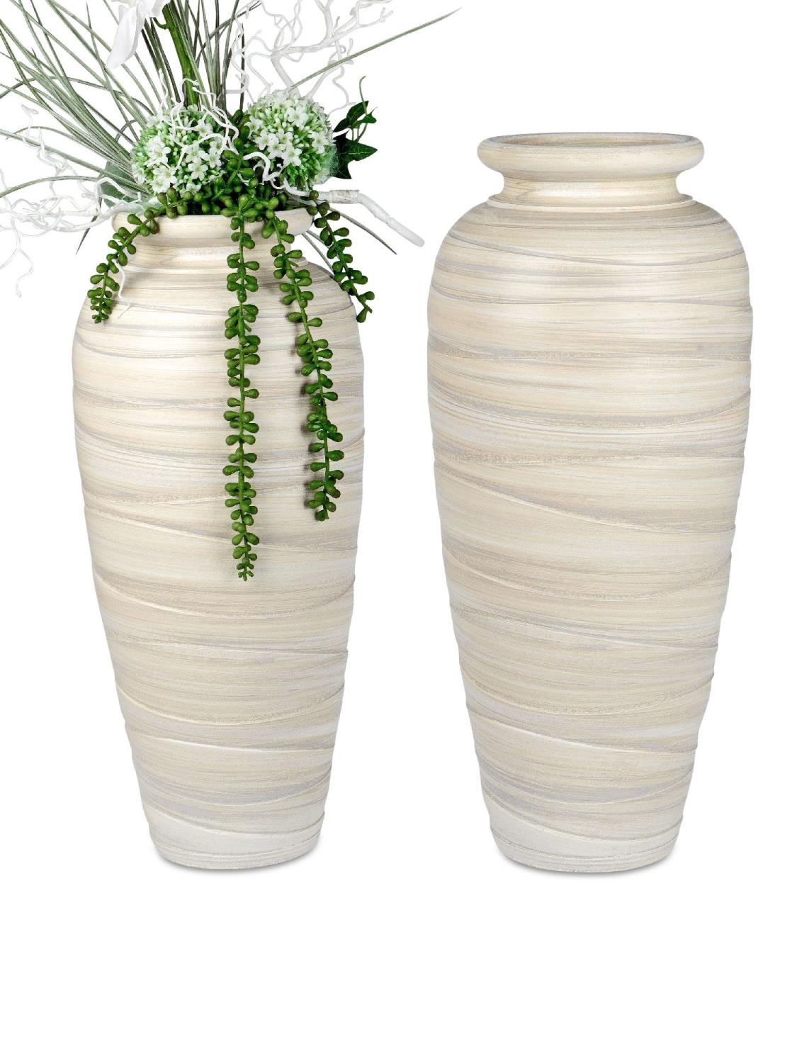 Bodenvase RELIEF 60cm - bauchig, cremefarben, Keramik, Formano