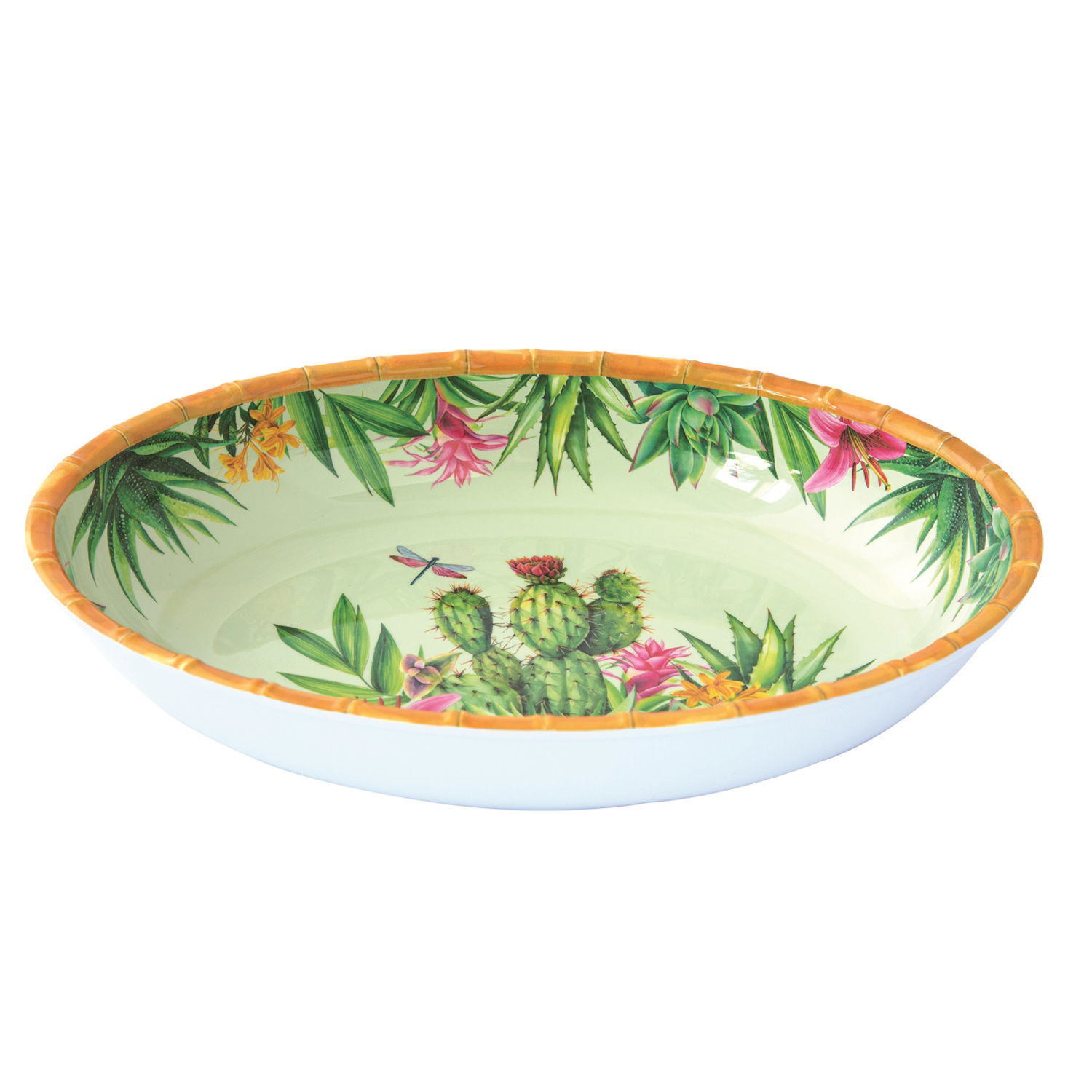 Salatschale Schüssel TENERIFE Kakteen 33x23cm grün braun Melamin von EASY LIFE