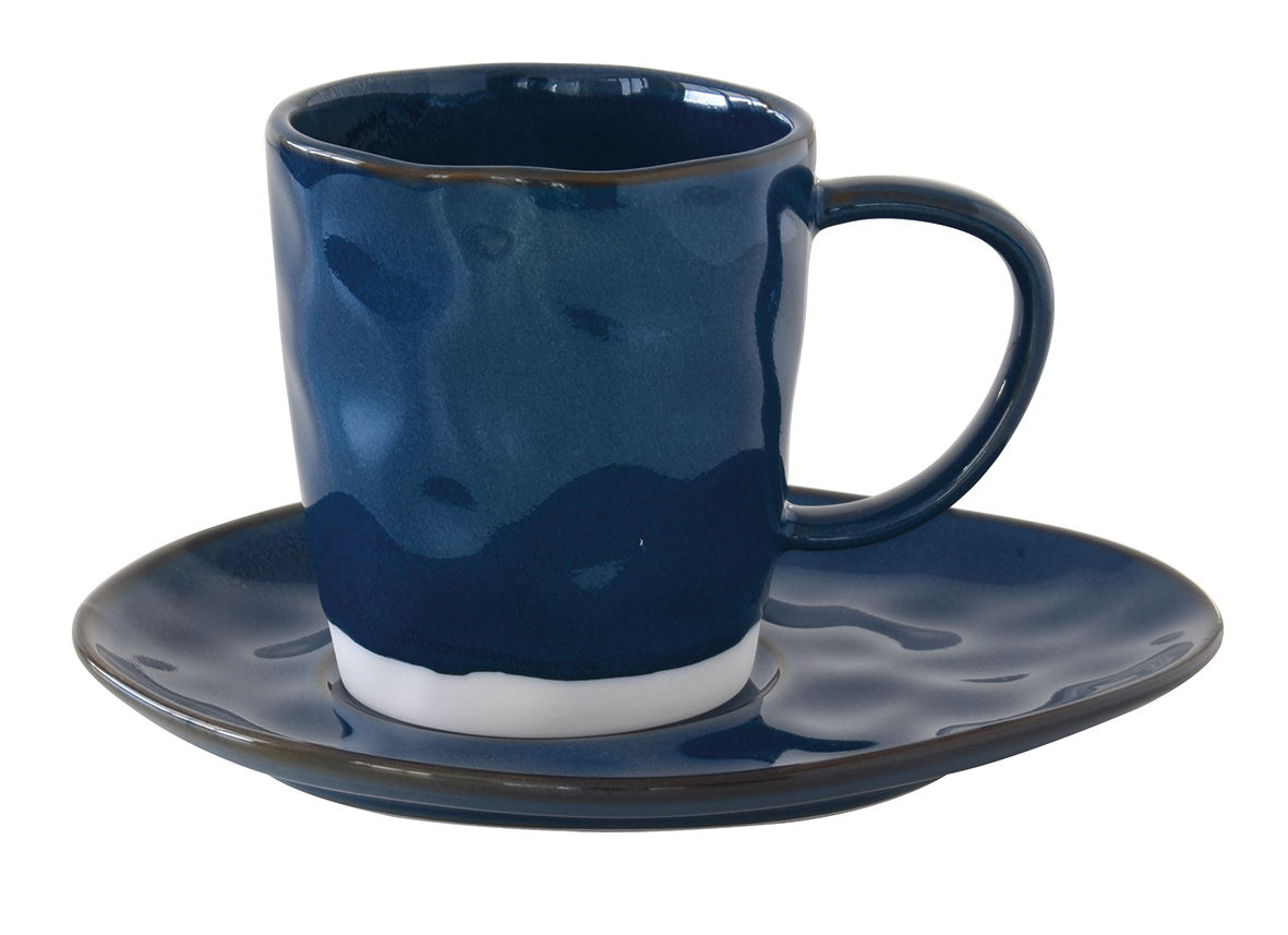 Tasse mit Untertasse INTERIORS blue blau 250ml aus Porzellan EASY LIFE