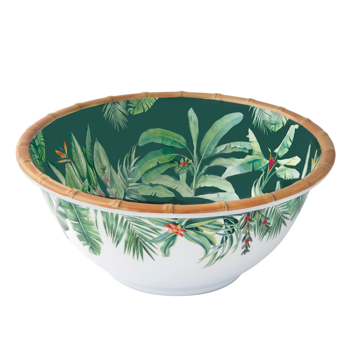 Salatschale Schüssel ZANZIBAR Dschungel,Durchmesser 25,5cm grün braun Melamin von EASY LIFE