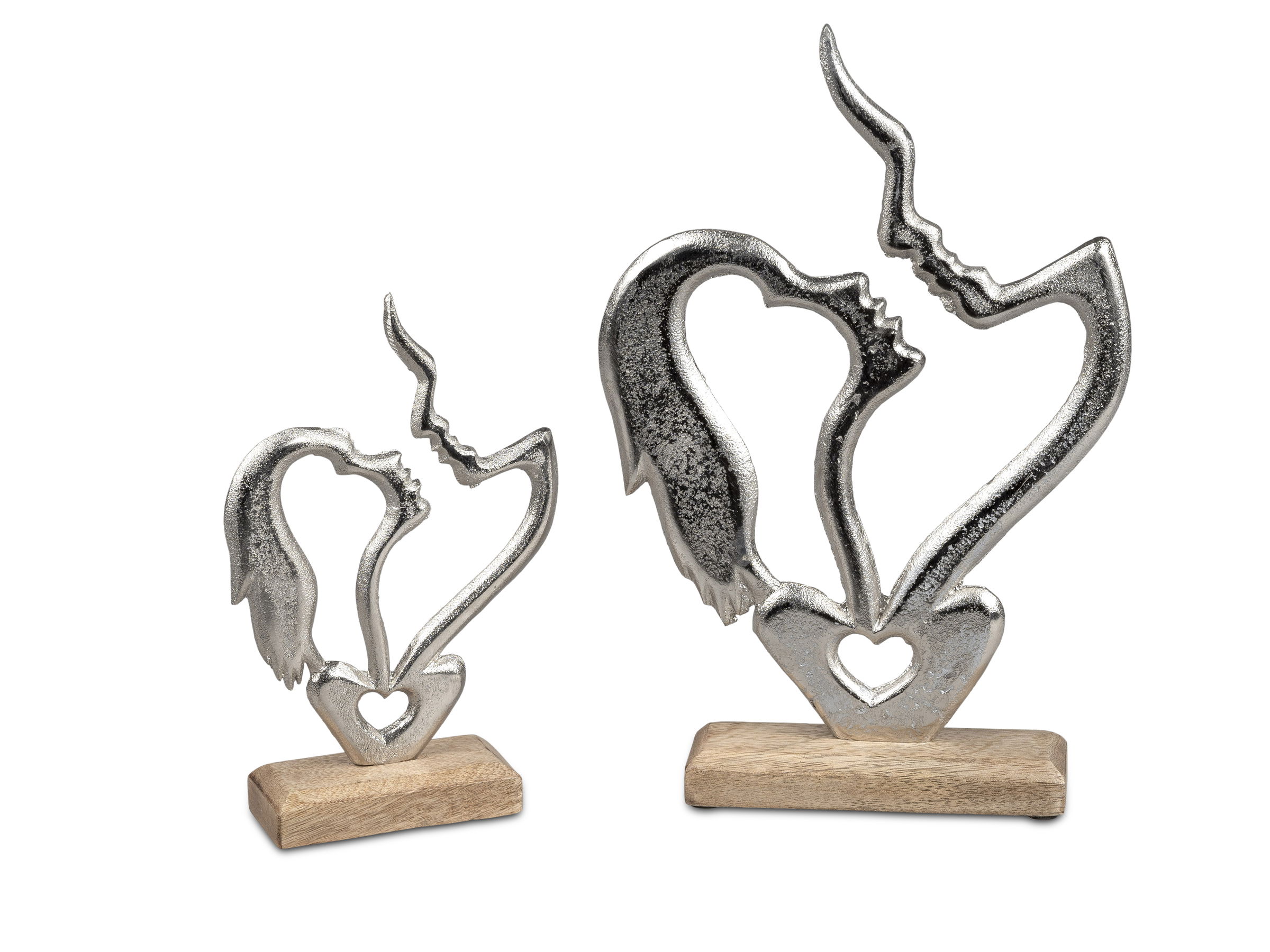 Dekoobjekt Büste küssendes Paar Höhe 32cm silber natur Alu + Mango Holz, von Formano