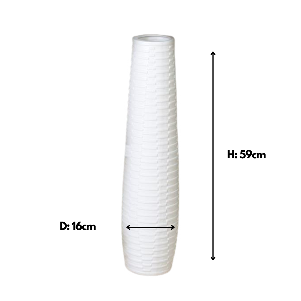 Bodenvase CATANIA 60 cm – Keramik weiß mit Struktur