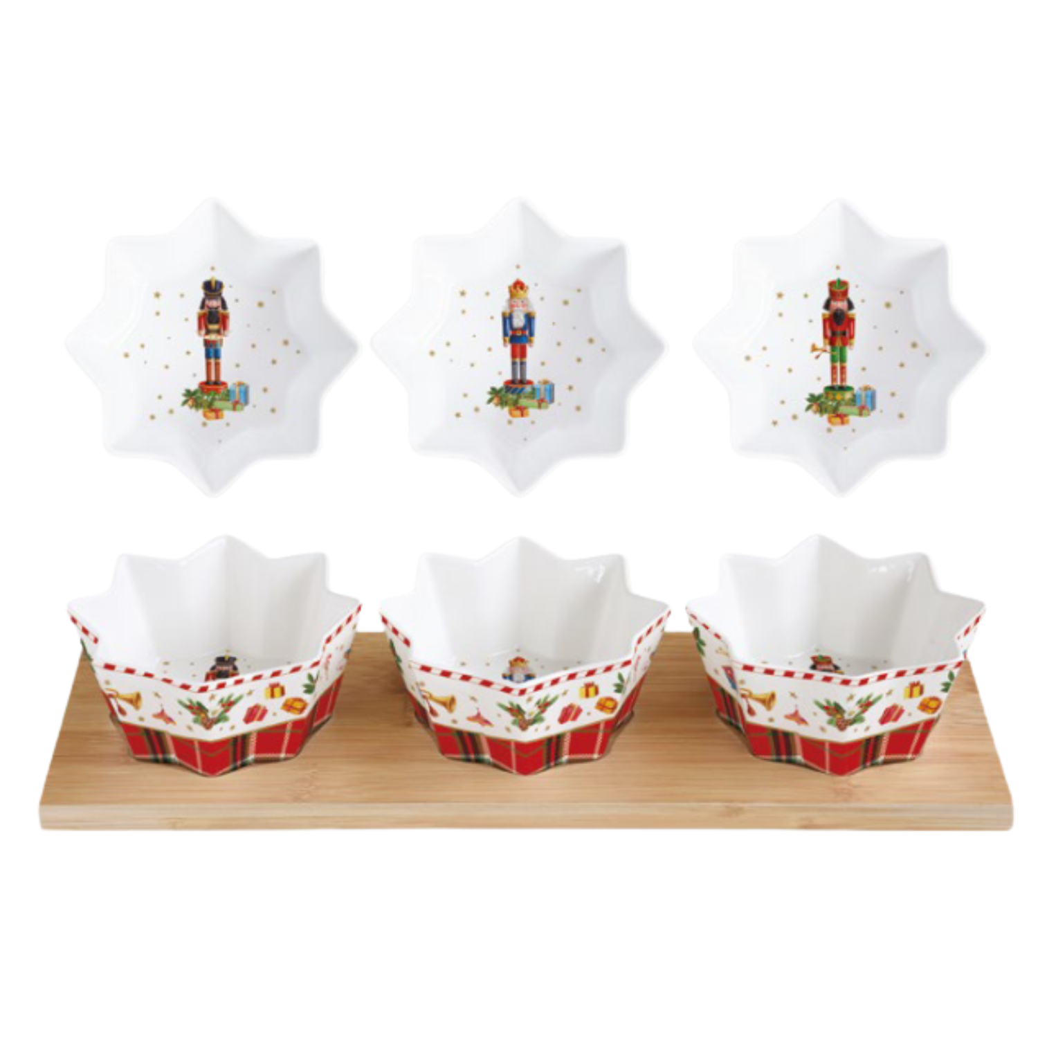 Servierplatte VINTAGE NUTCRACKER mit 3 Schalen auf Tablett
