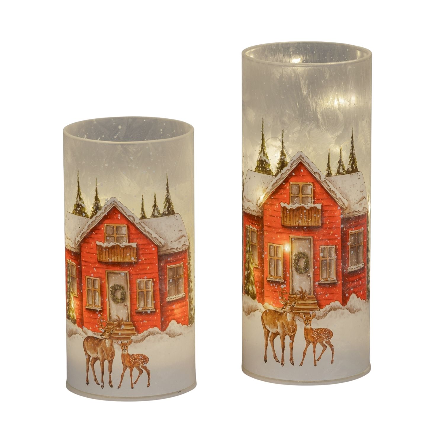 2er Set LED Tischlampen WEIHNACHTSZEIT auf weißem Hintergrund